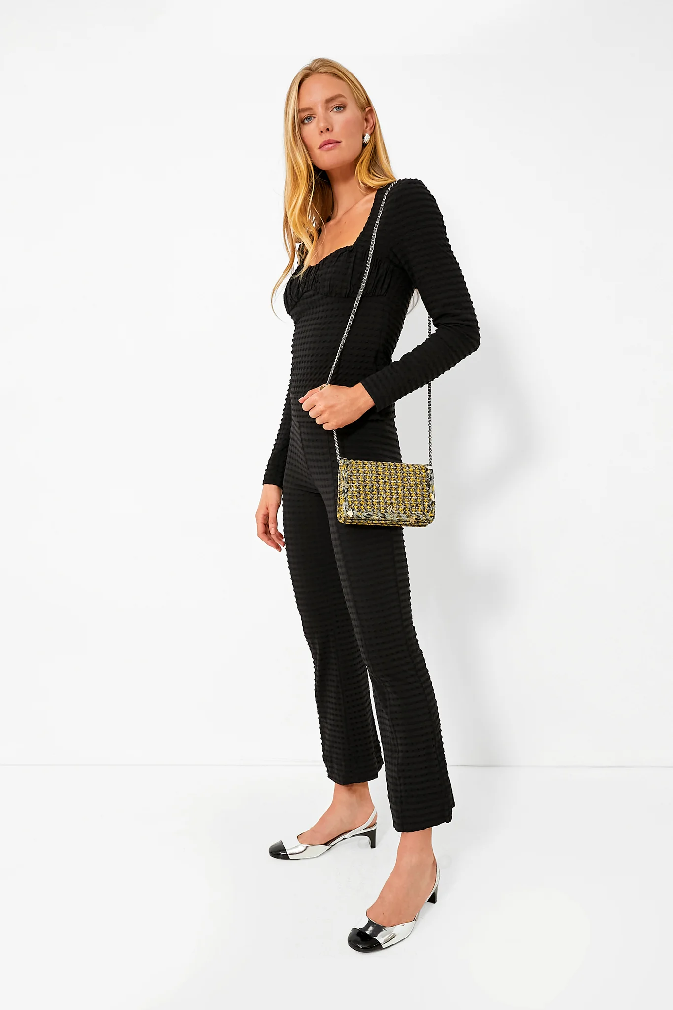 CHANEL Yellow Multicolor Tweed Wallet On Chain - Image 2
