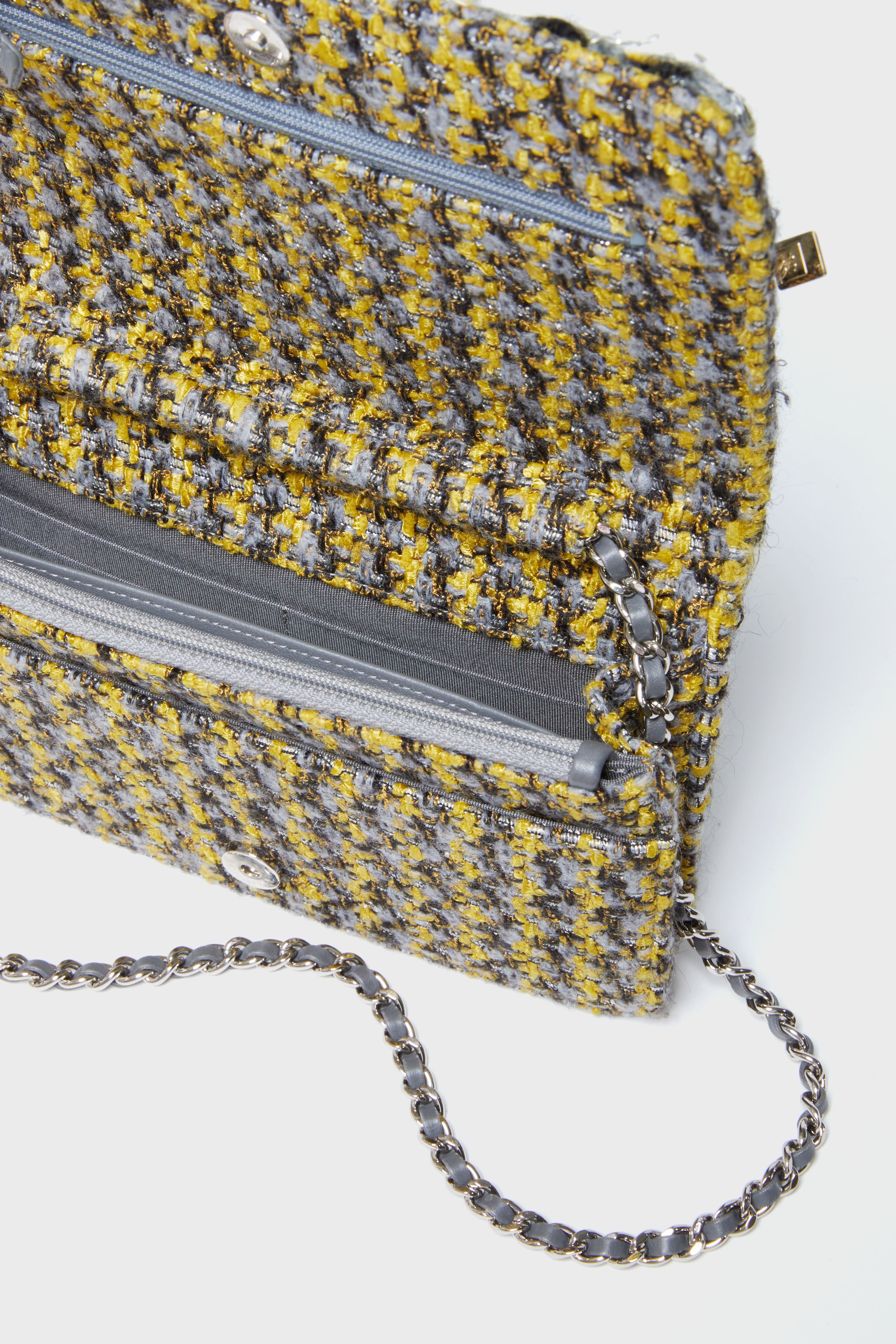 CHANEL Yellow Multicolor Tweed Wallet On Chain - Image 6