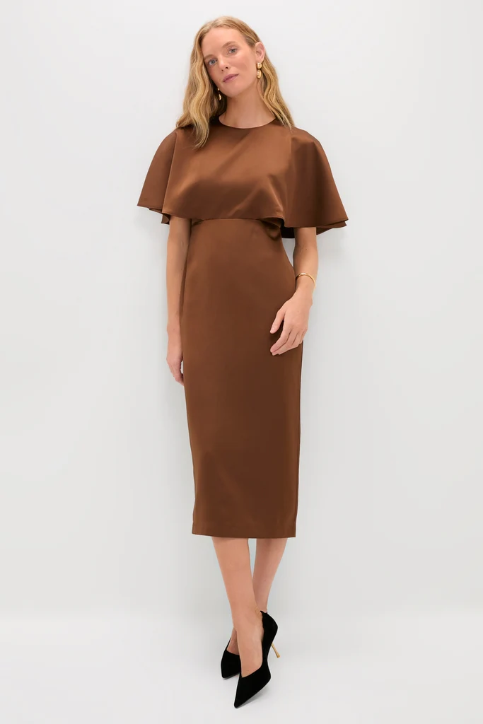 Chocolate Brown Cape Leah Dress - Image 2