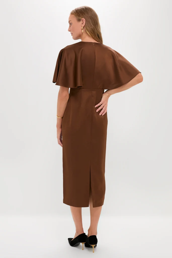 Chocolate Brown Cape Leah Dress - Image 5