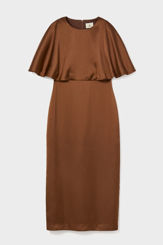 Chocolate Brown Cape Leah Dress - Image 7