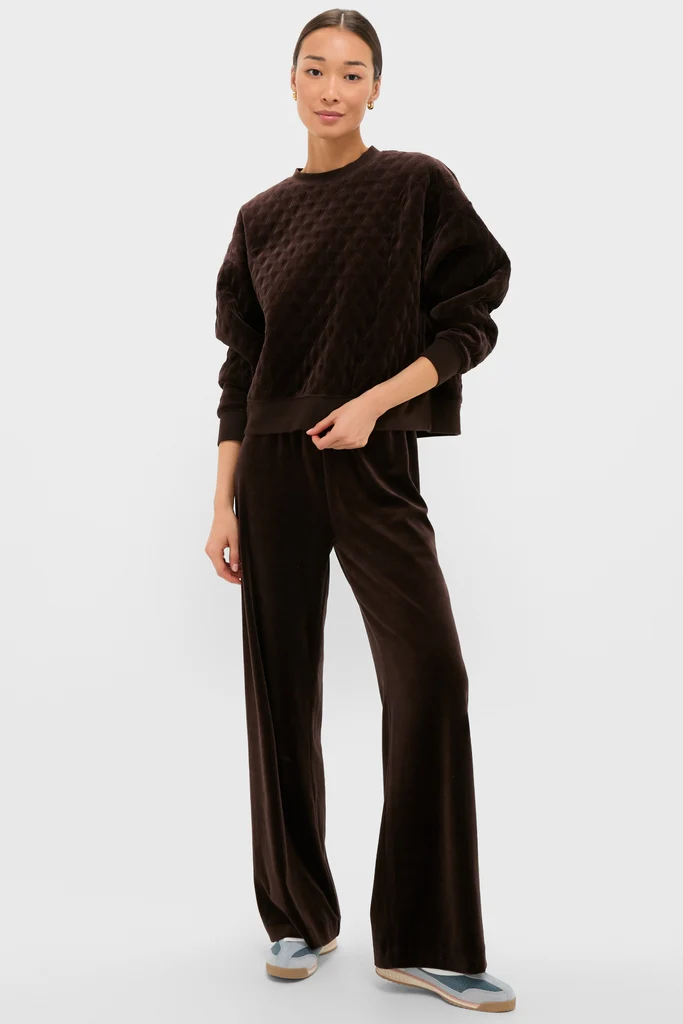 Chocolate Brown Velour Bennett Pullover
