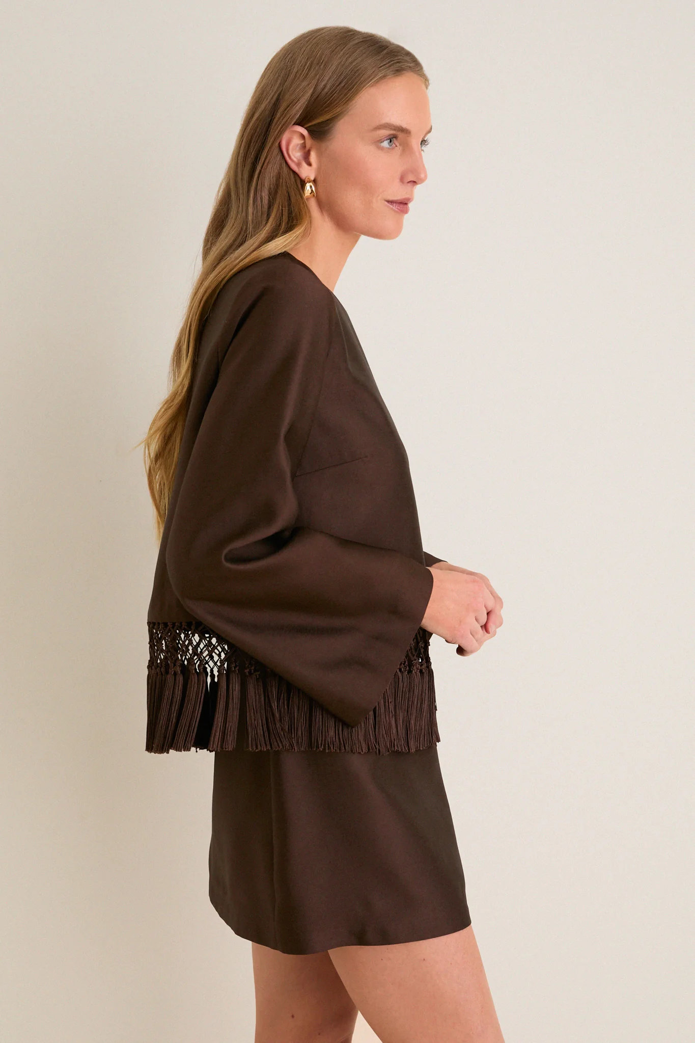 Chocolate Dupioni Maxine Tassel Top - Image 3