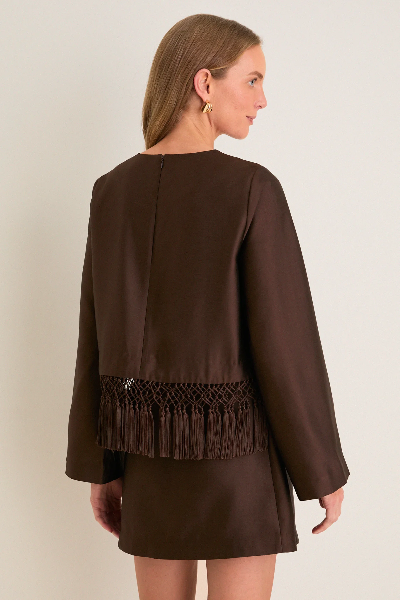 Chocolate Dupioni Maxine Tassel Top - Image 4