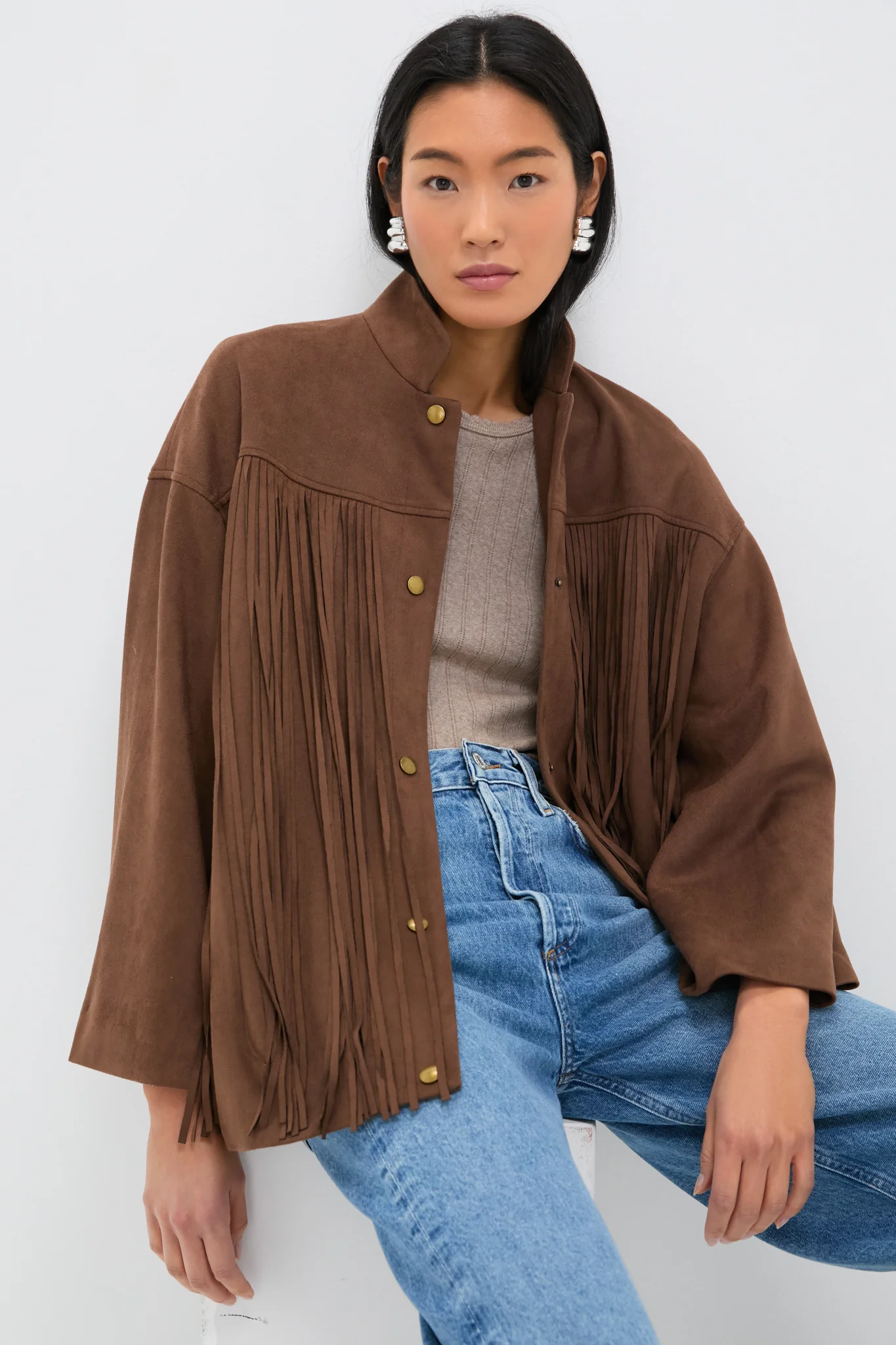 Chocolate Suede Fringe Marant Shirt Jacket - Image 6