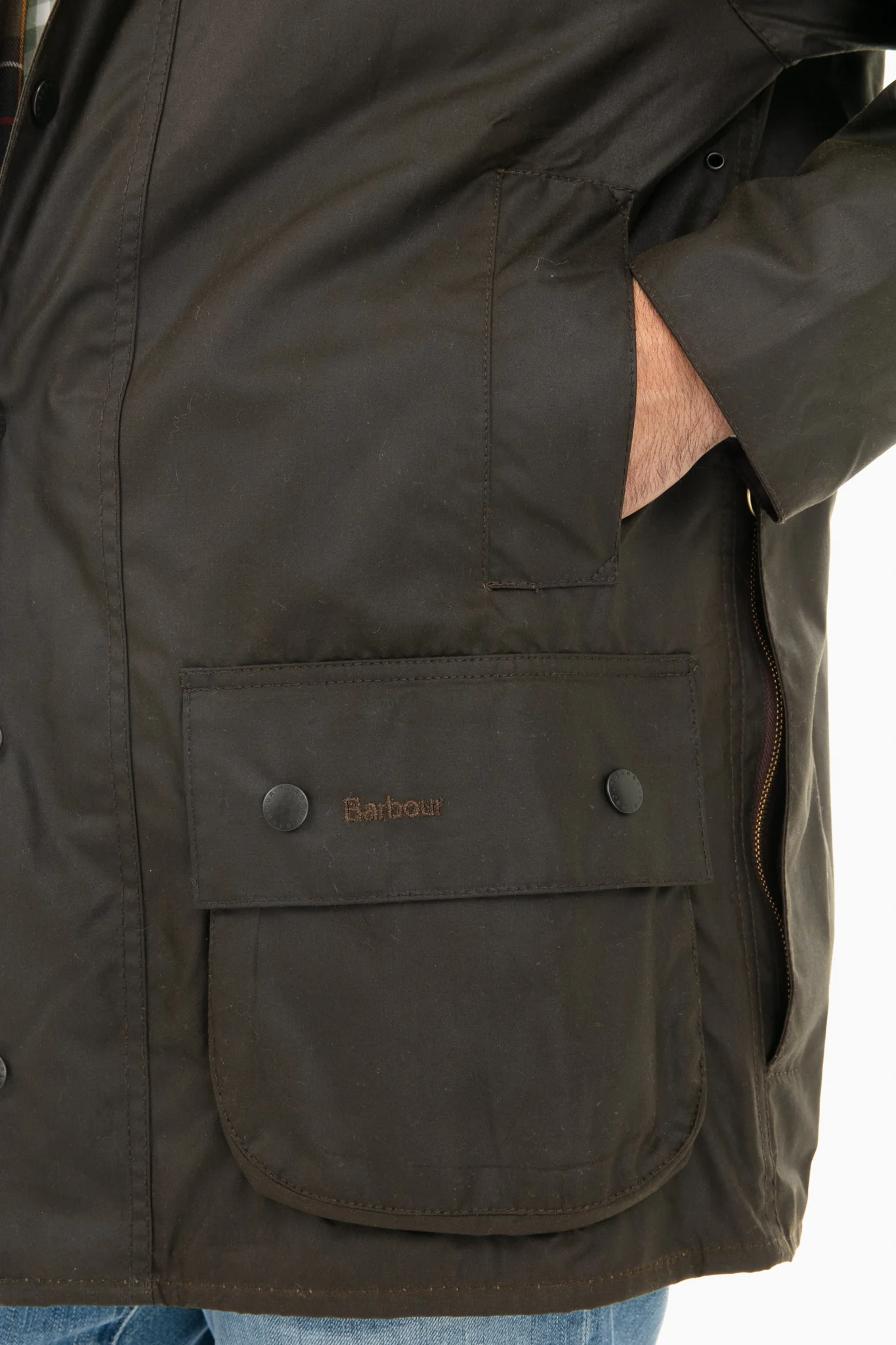 Men's Olive Beaufort Wax Jacket - Image 5