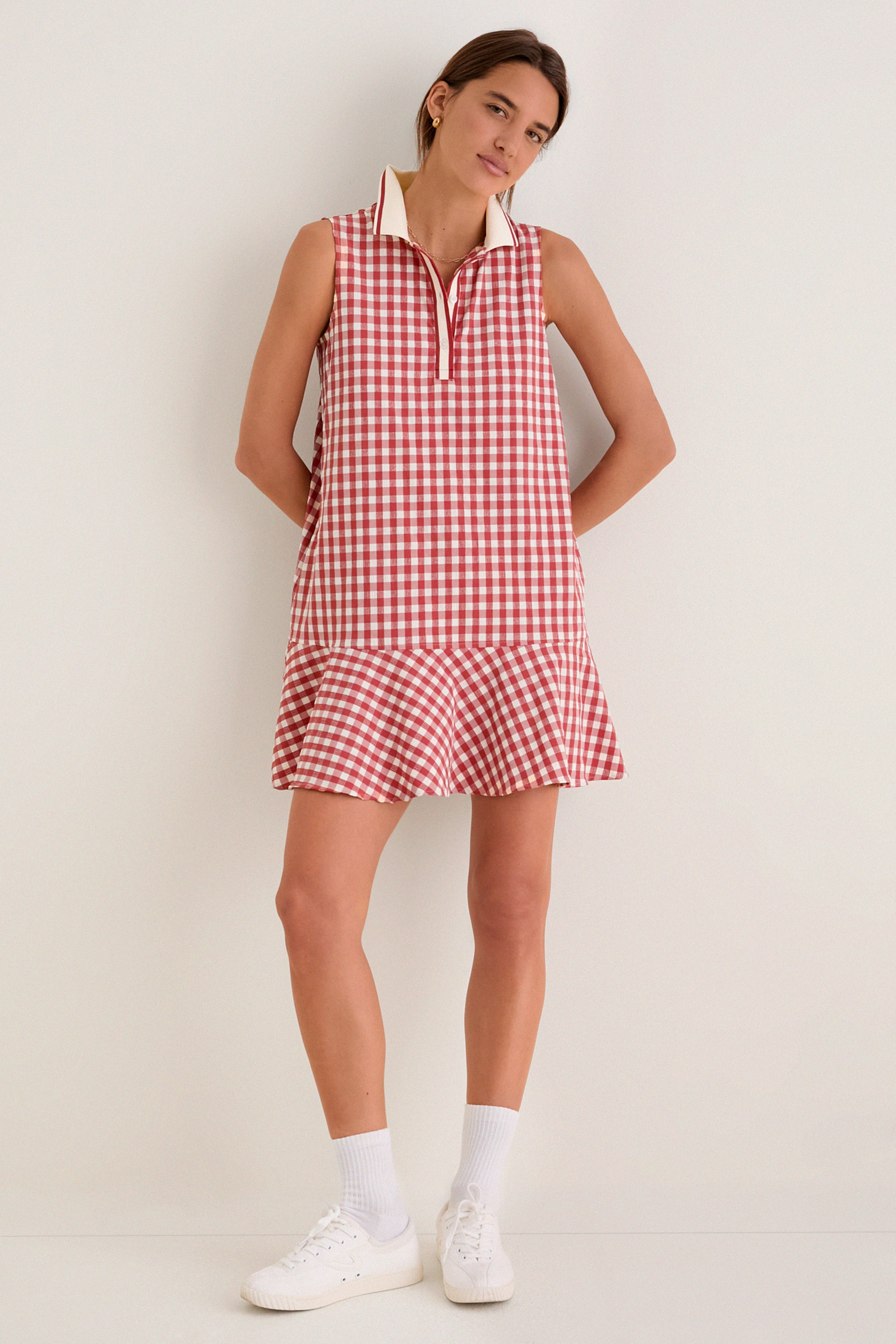 Clay Gingham Sleeveless Performance Seersucker May Golf Dress - Image 7