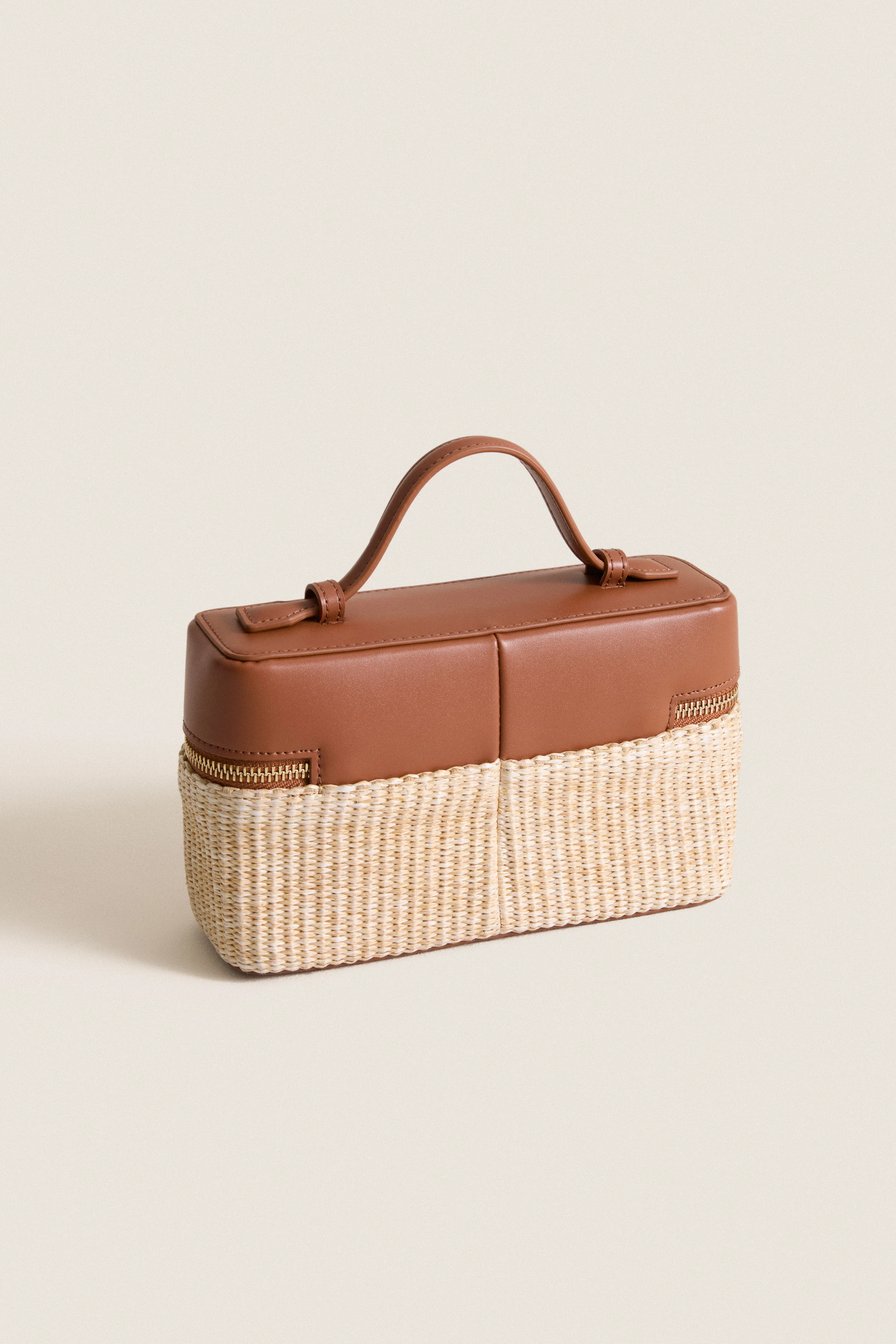 Cognac and Raffia Box Bag - Image 5