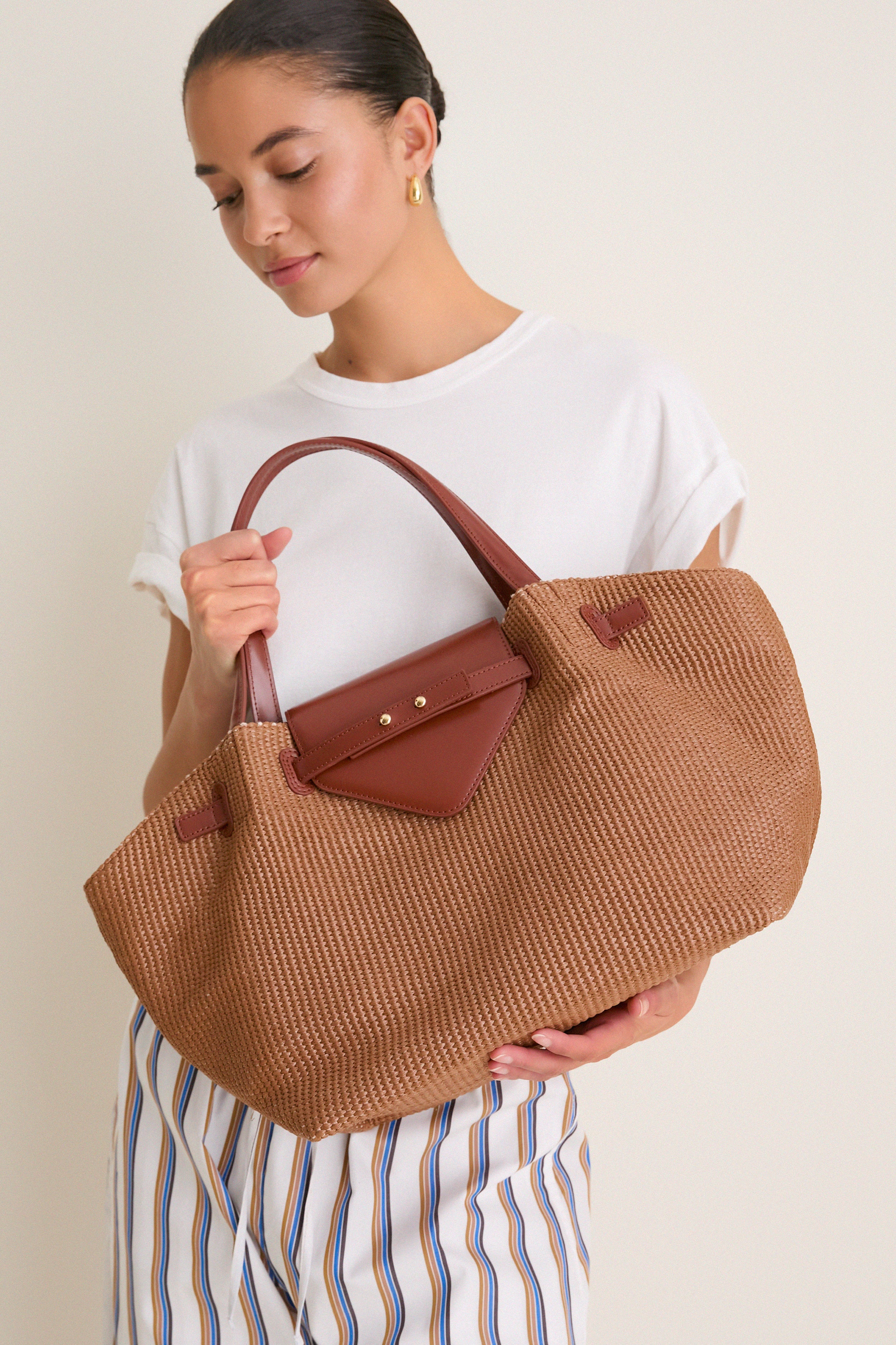 Cognac Raffia Blaine Tote - Image 4