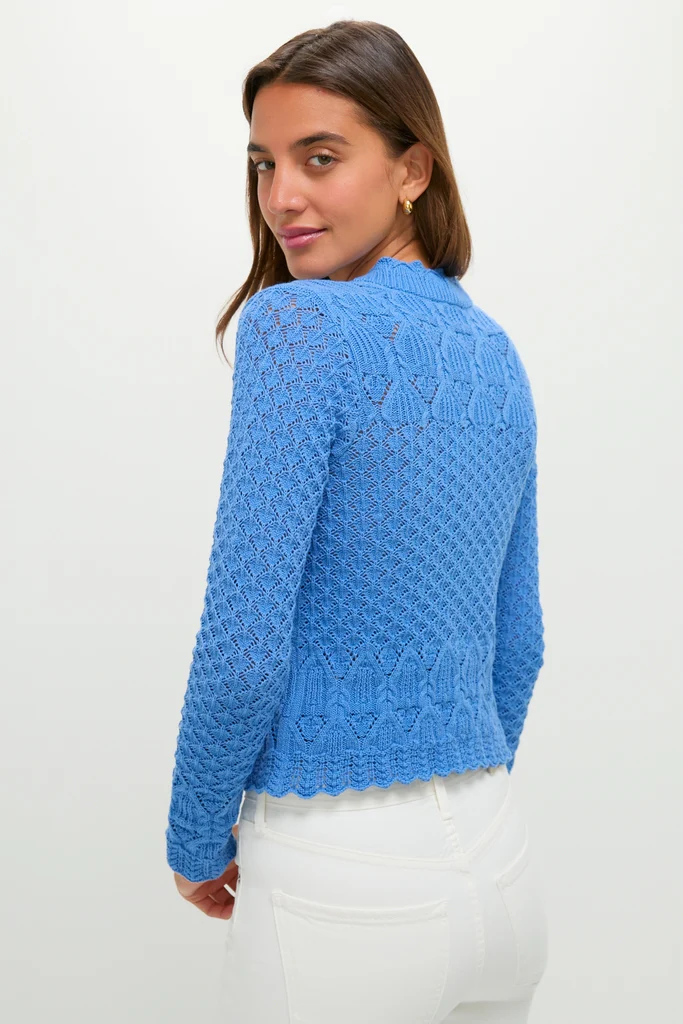 Cornflower Blue Pointelle Capucine Cardigan - Image 5