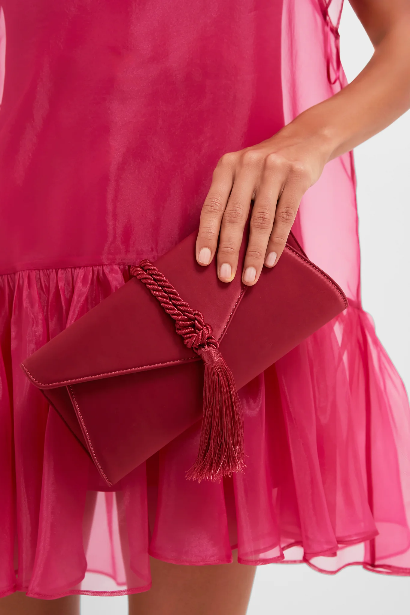 Cranberry Satin Gabrielle Clutch - Image 2