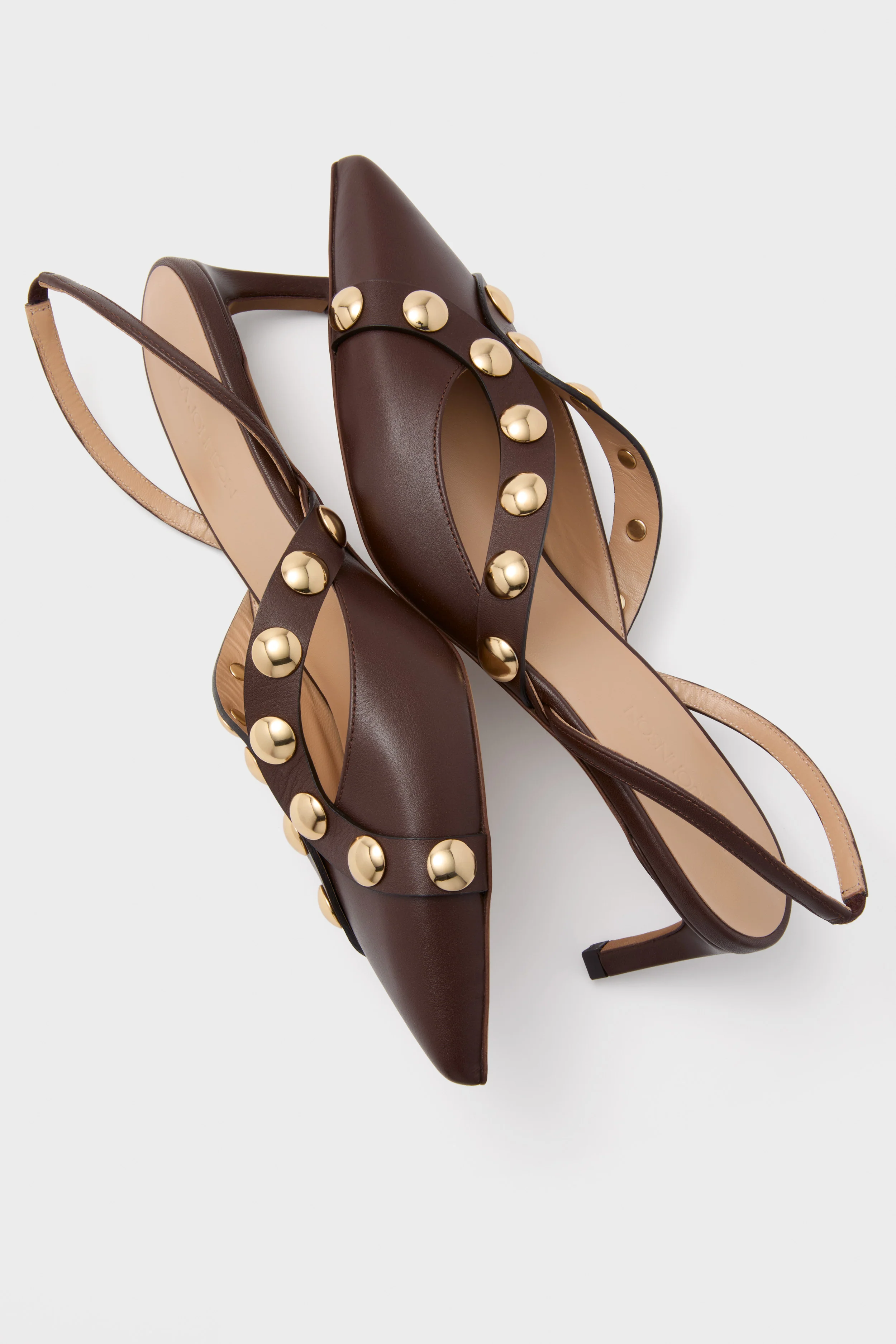 Dark Brown Vendome Studded Kitten Heels - Image 3