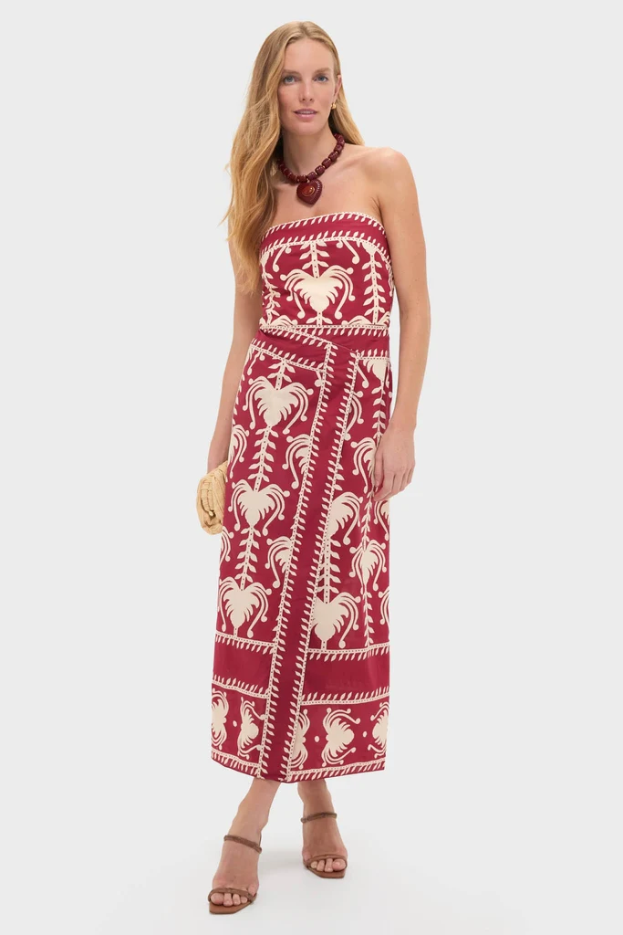 Dark Cherry and Ecru Ancient Peru Ankle Dress - Image 2