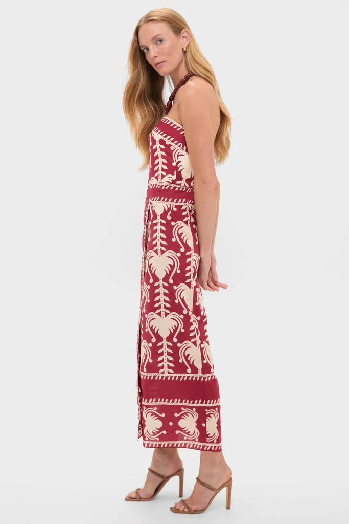Dark Cherry and Ecru Ancient Peru Ankle Dress - Image 3