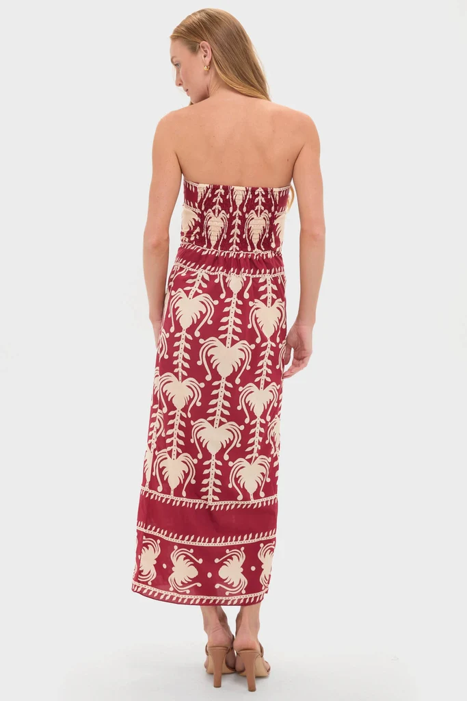 Dark Cherry and Ecru Ancient Peru Ankle Dress - Image 4