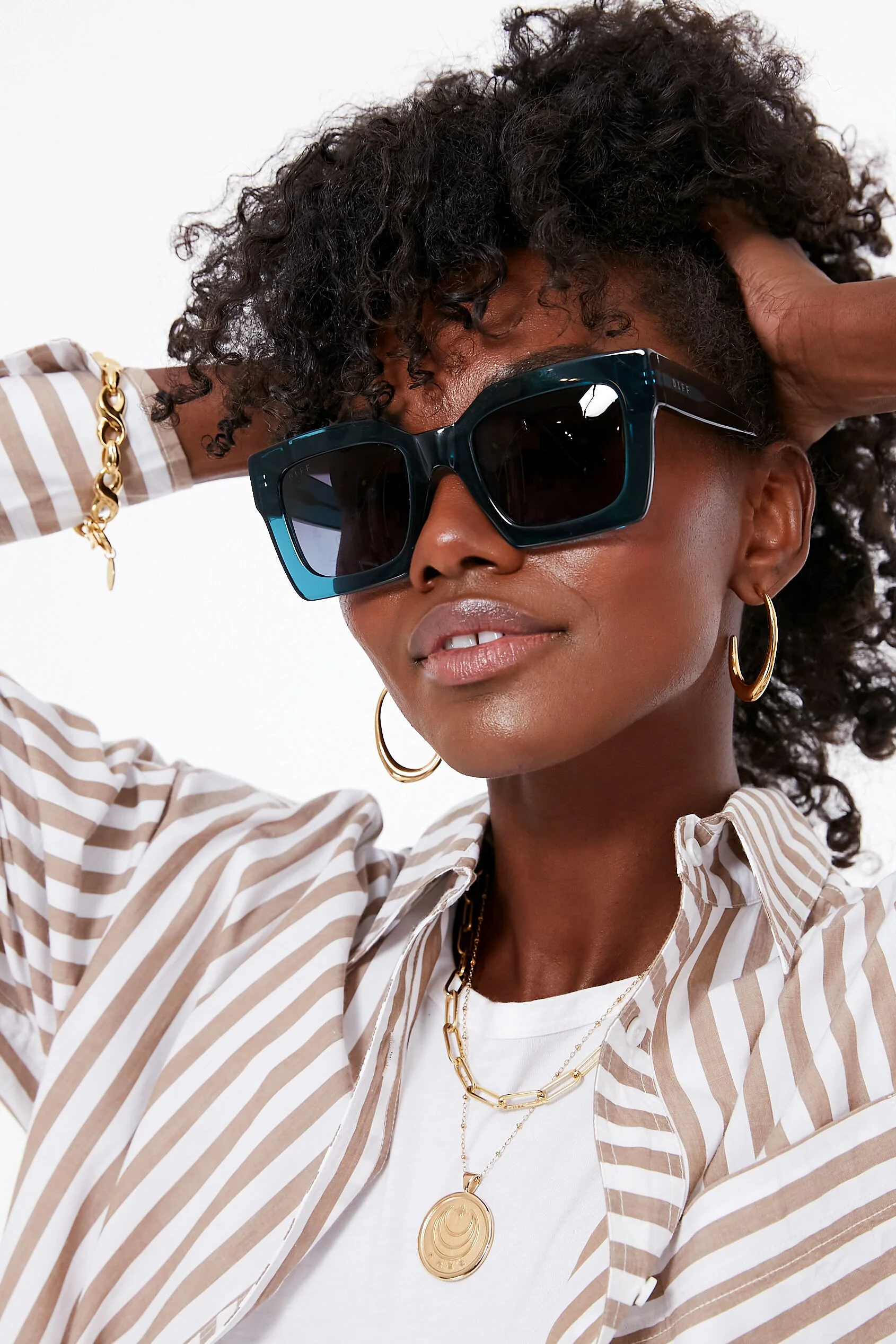 Deep Aqua Blue Gradient Dani Sunglasses - Image 2