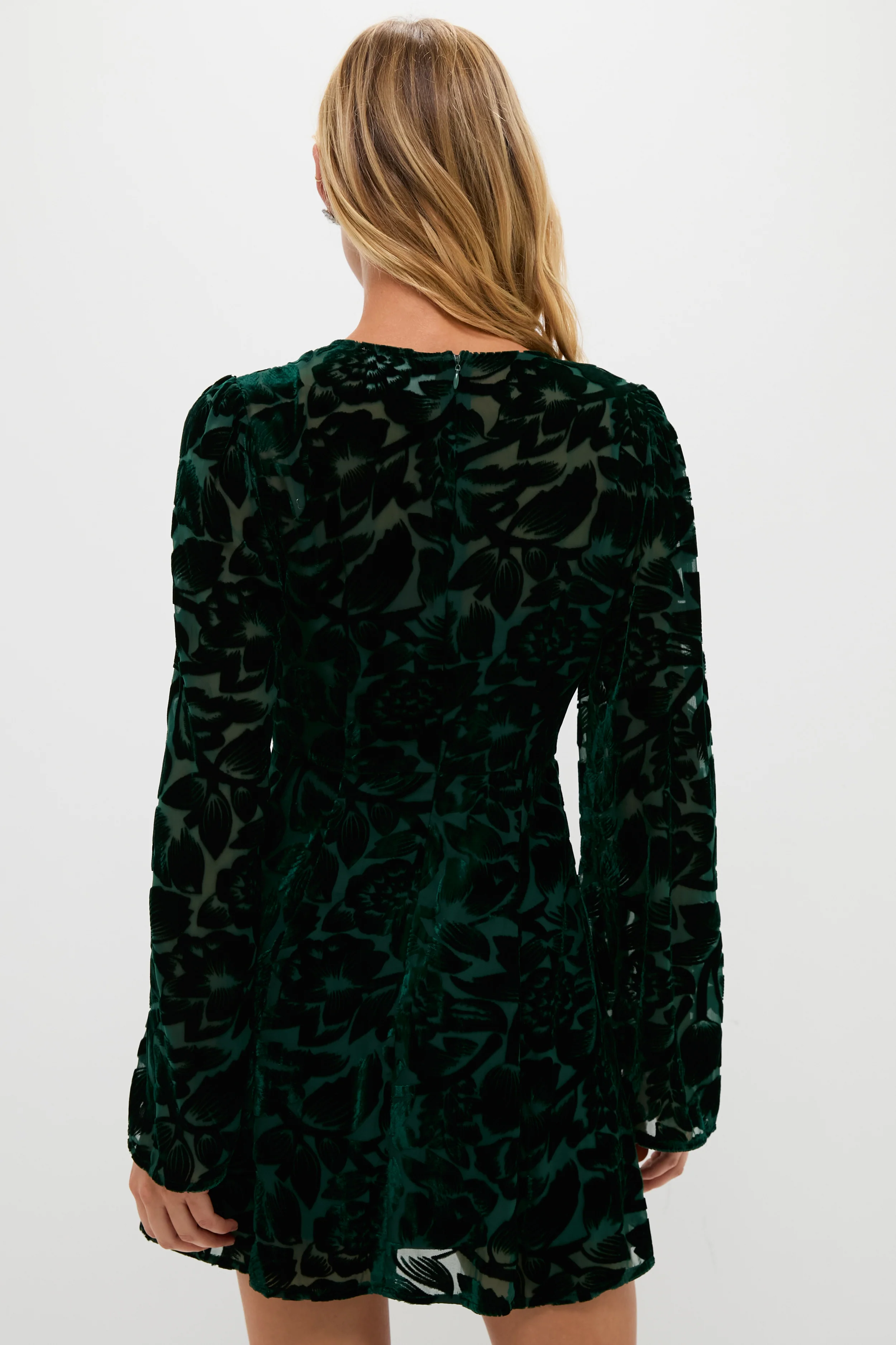 Emerald Green Burnout Velvet Oaklynn Mini Dress - Image 5