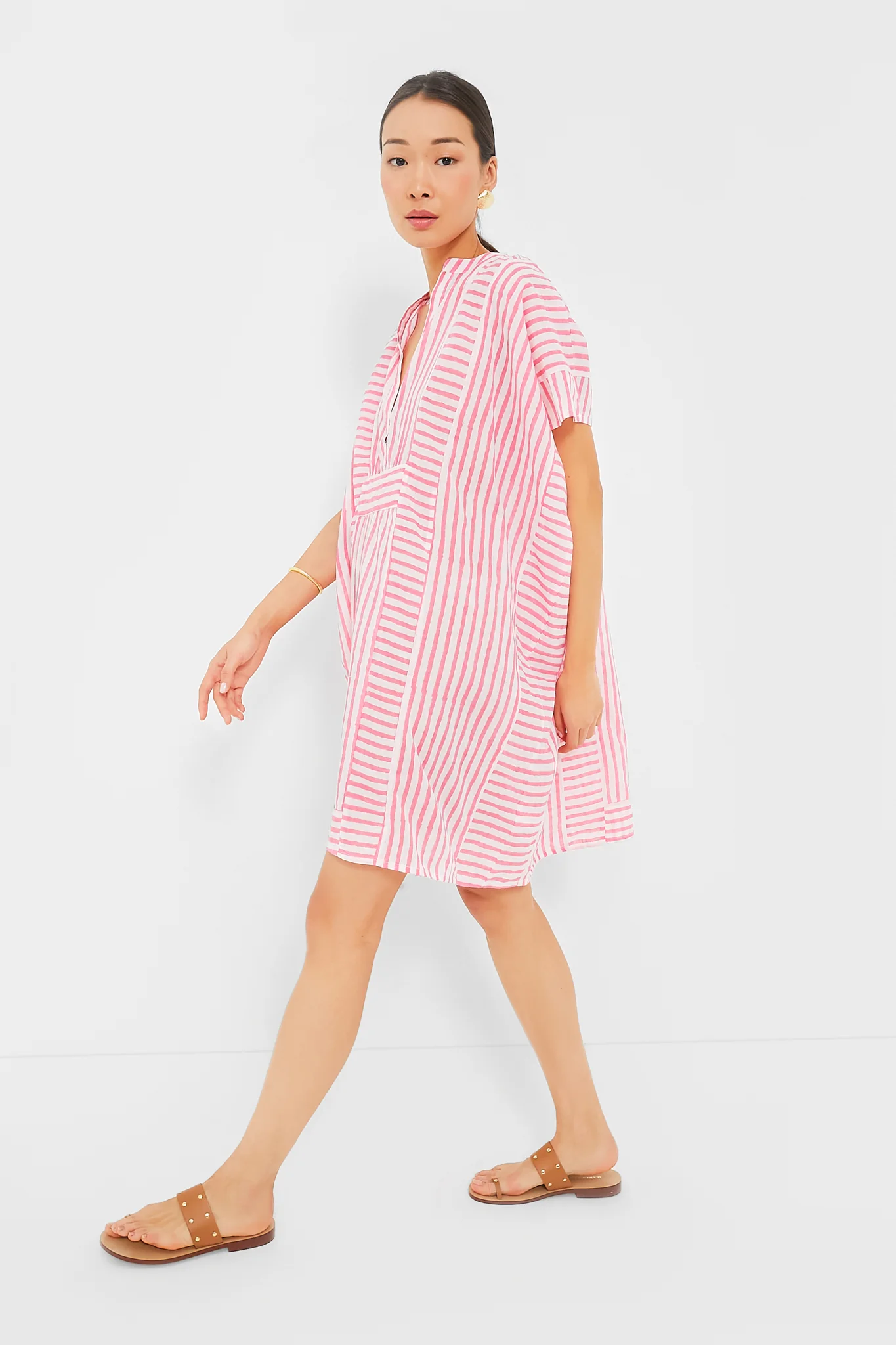 Exclusive Pink Stripe Emerson Short Caftan - Image 3