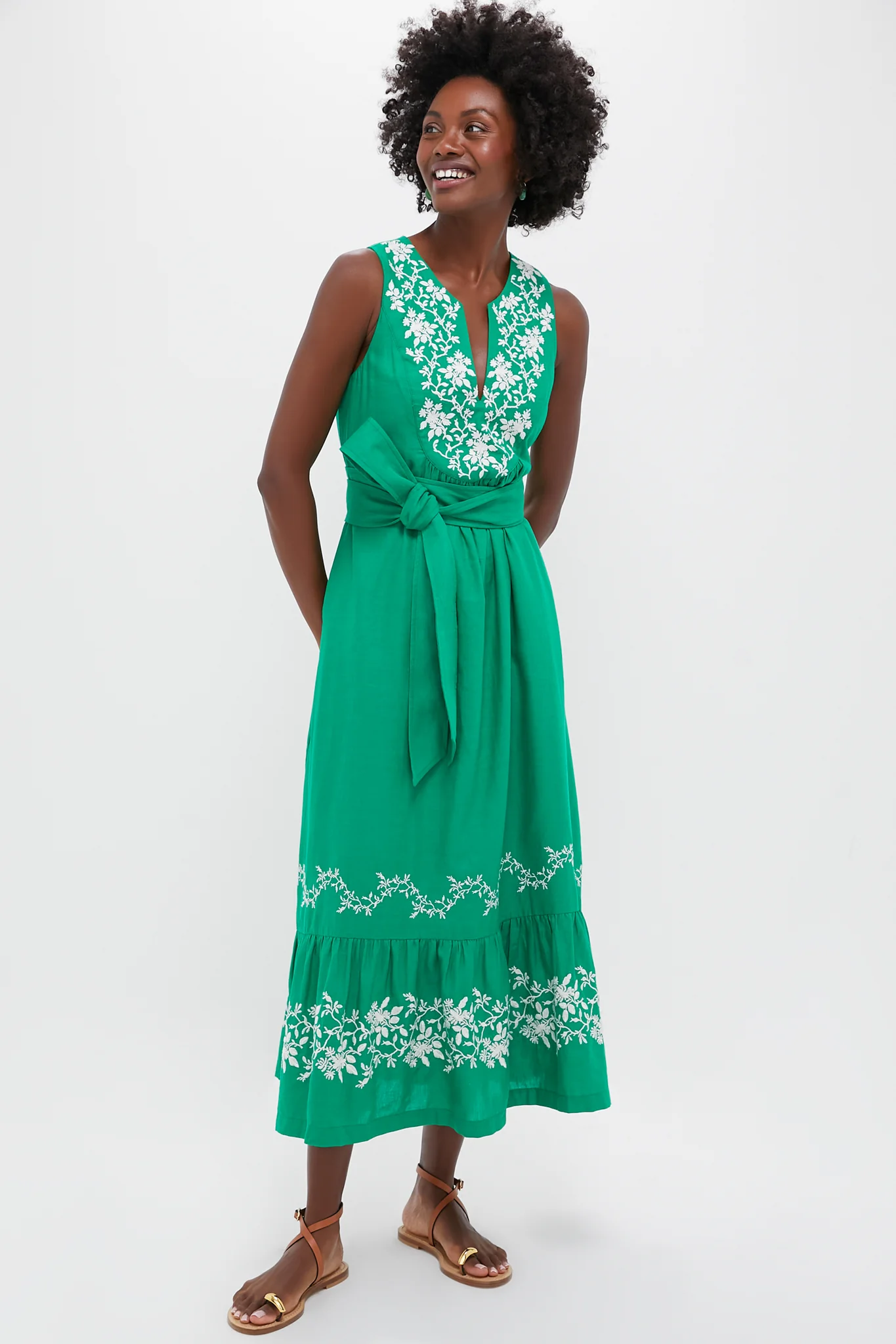 Garden Green Embroidered Malene Dress