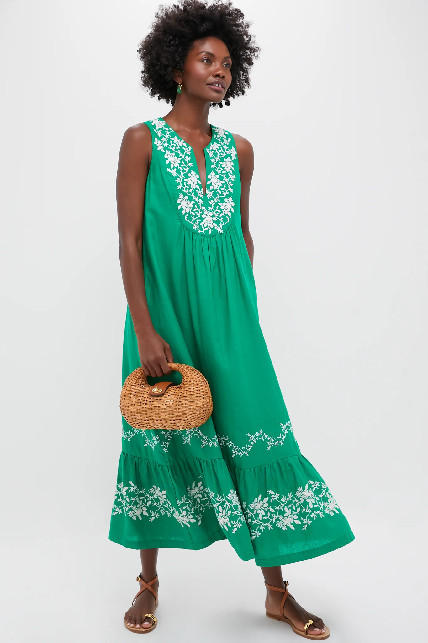 Garden Green Embroidered Malene Dress - Image 3