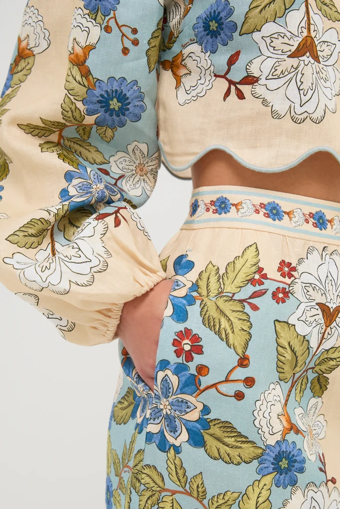 Garden Scarf Blue Midi Skirt - Image 5