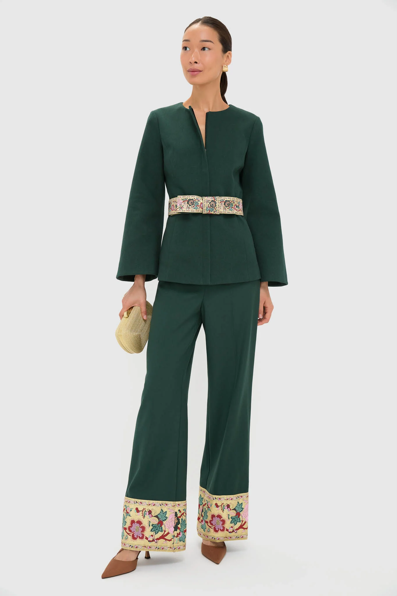 Garden Scrollwork Jacquard Cuff Erin Pants - Image 2