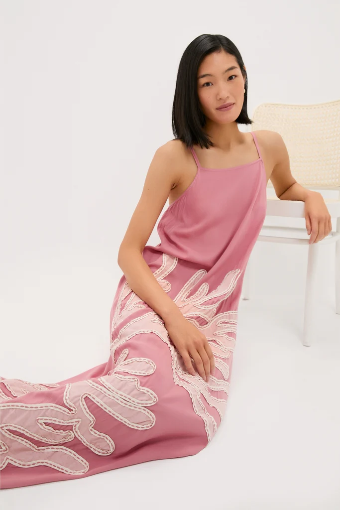 Pink Embroidered Coral Millay Dress - Image 3
