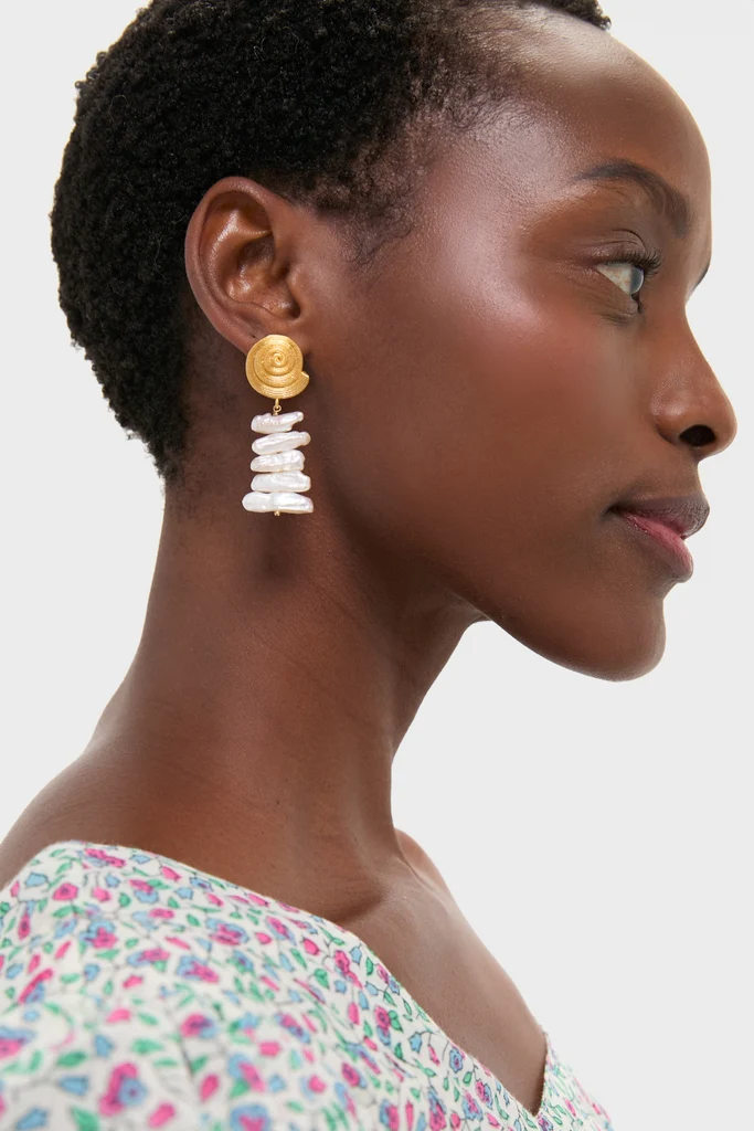 Gold and Pearl Alicia Earrings - Image 3