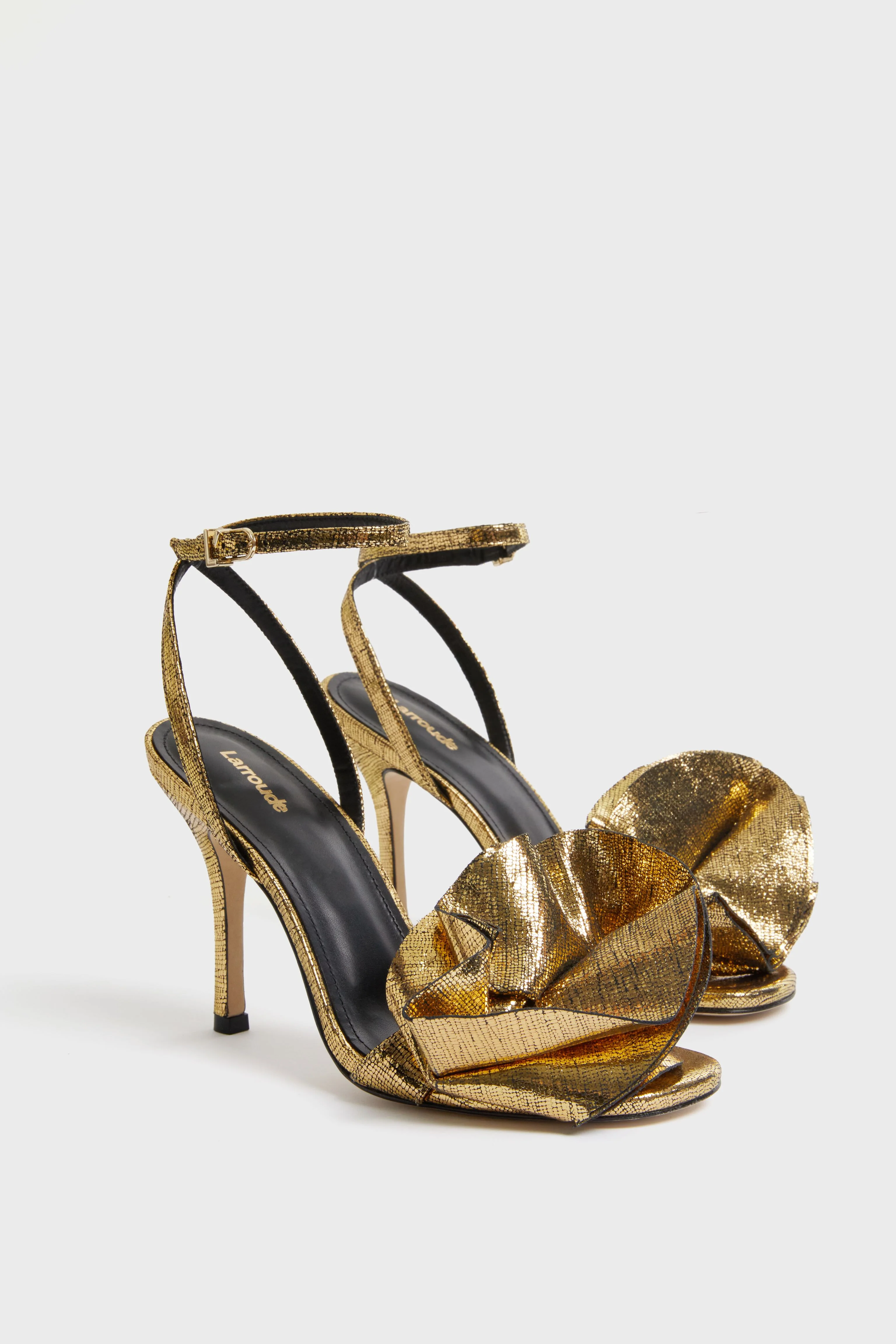Gold Cracked Metallic Leather Penelope Sandals - Image 4
