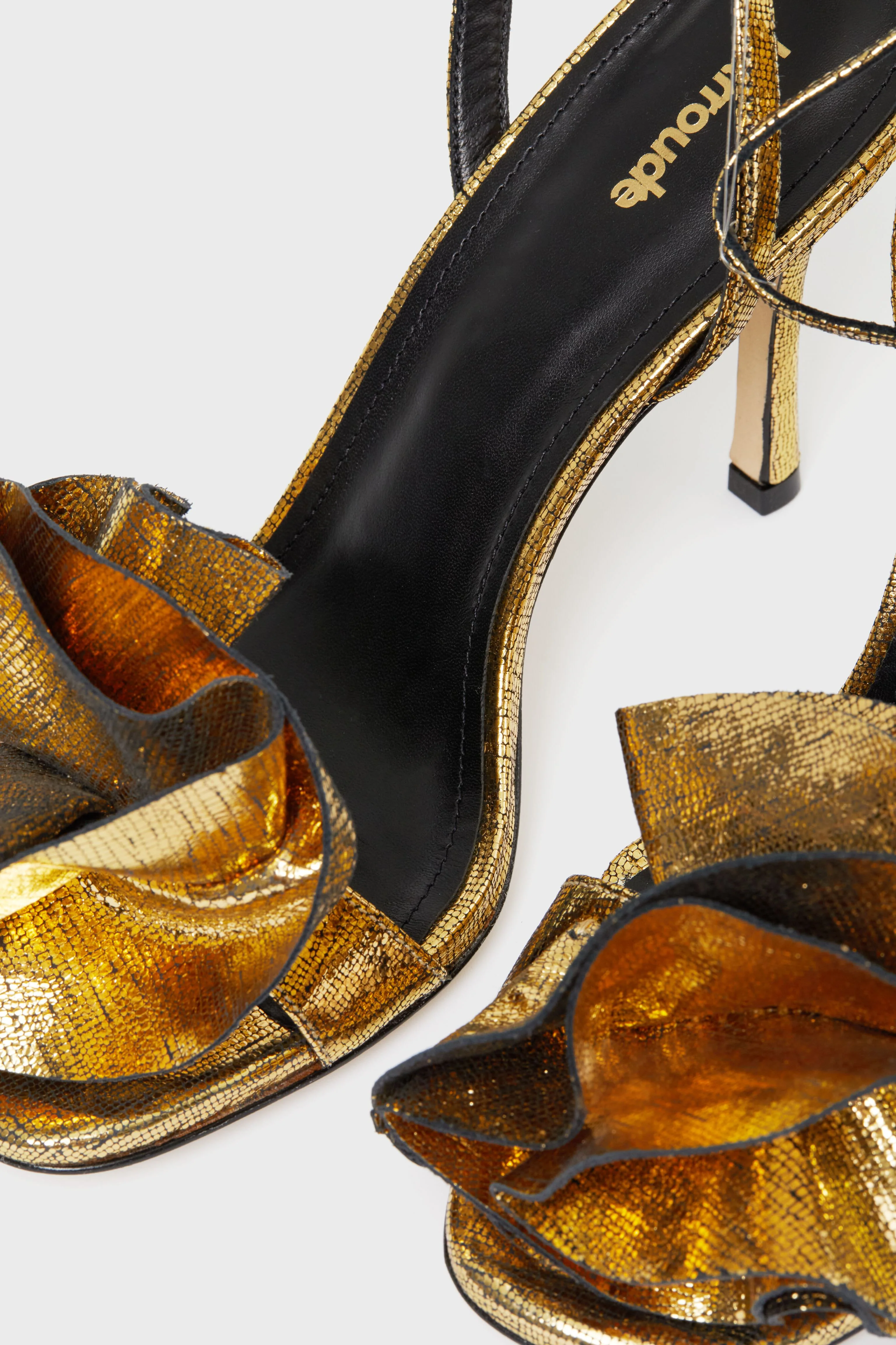 Gold Cracked Metallic Leather Penelope Sandals - Image 5