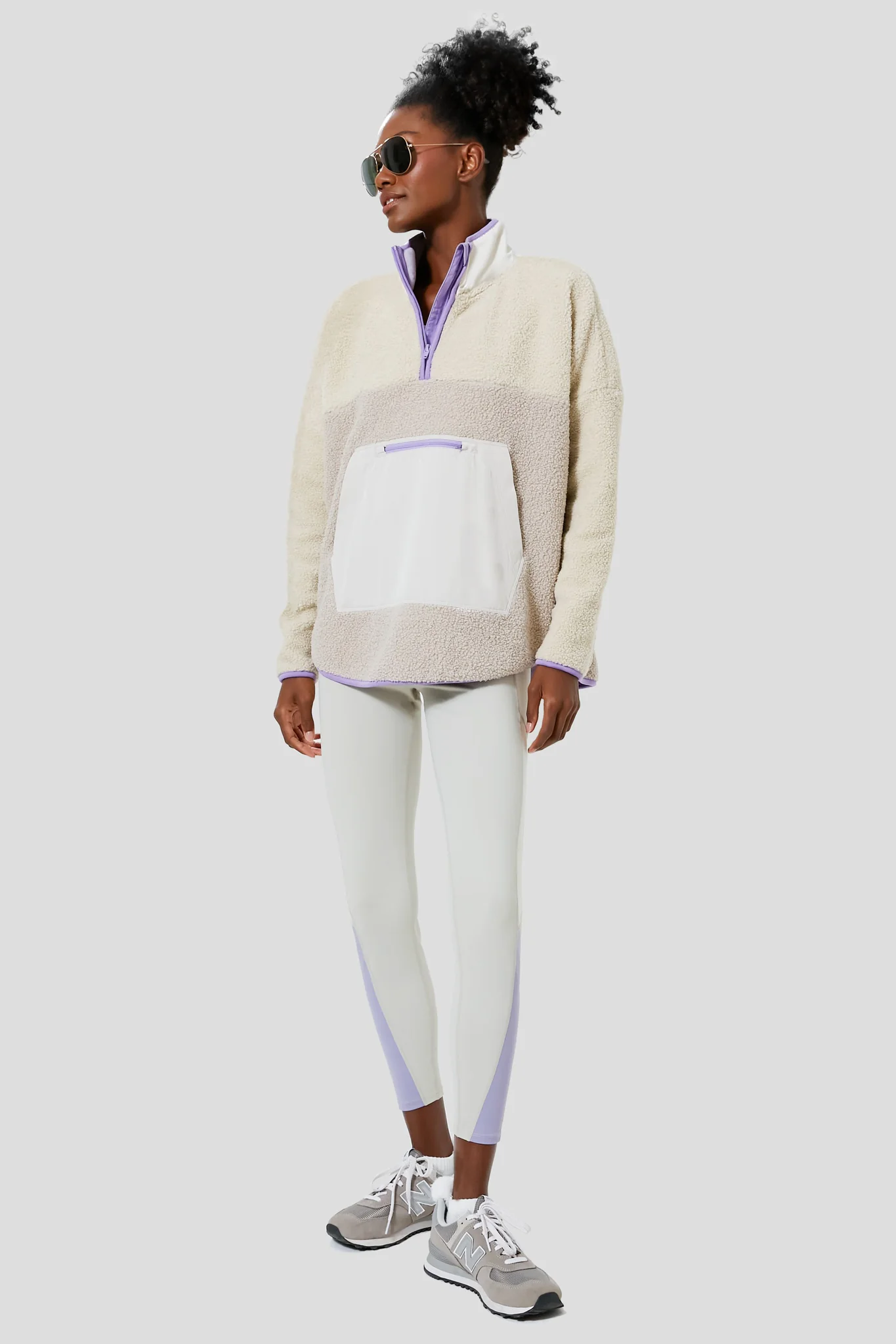 Gray and Lilac Fleece Cady Quarter Zip - Image 2
