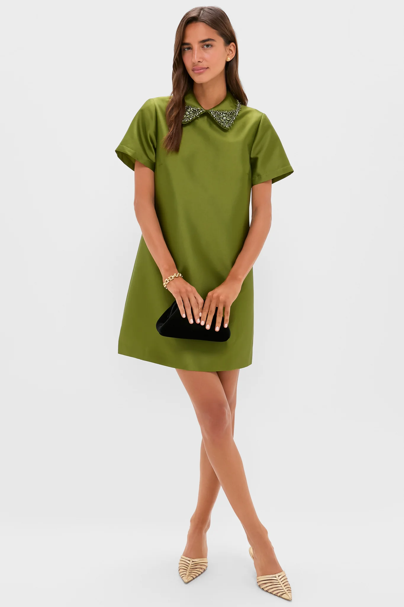 Green Embellished Aurelie Shift Dress - Image 4