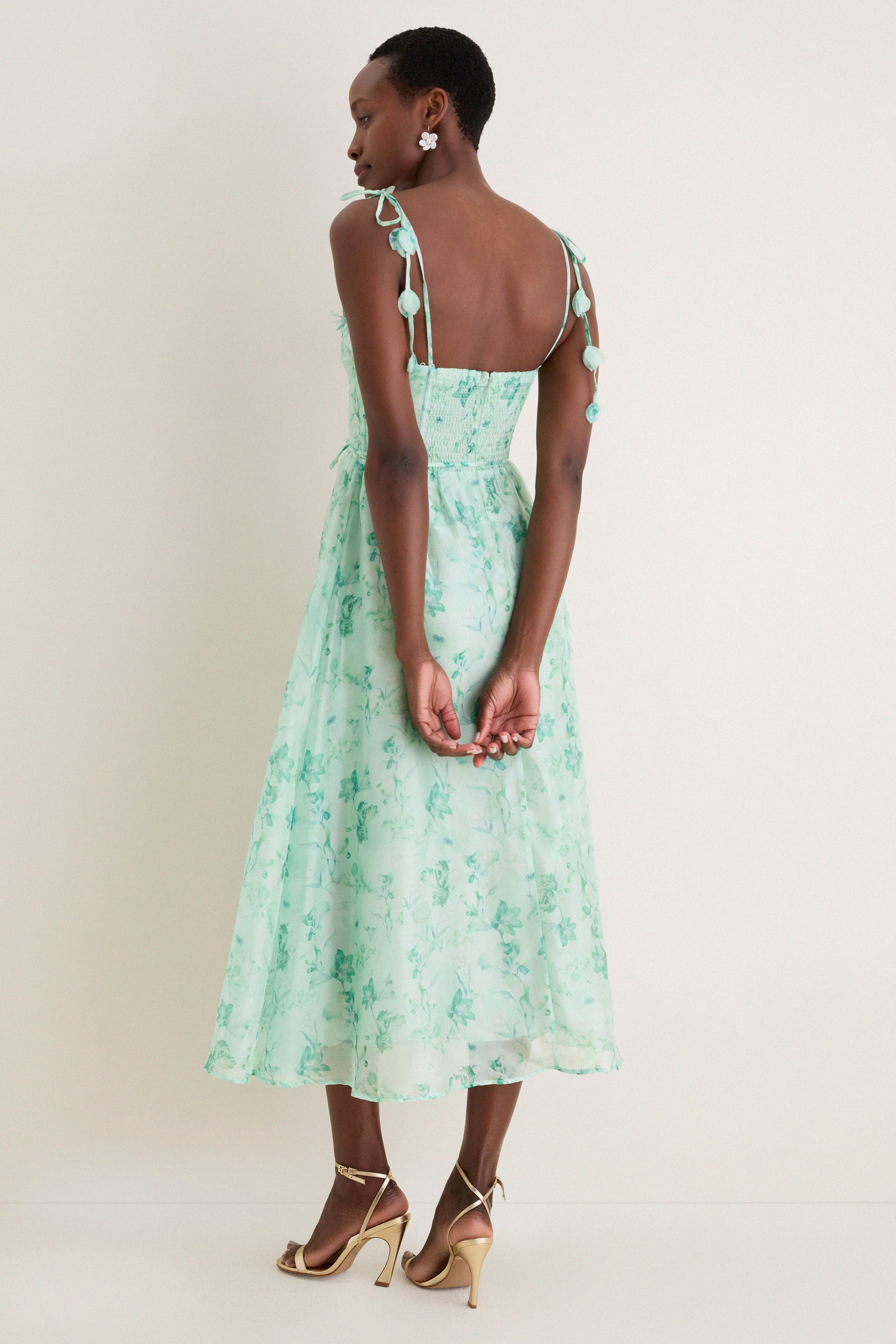 Green Floral Halcyon Midi Dress - Image 4