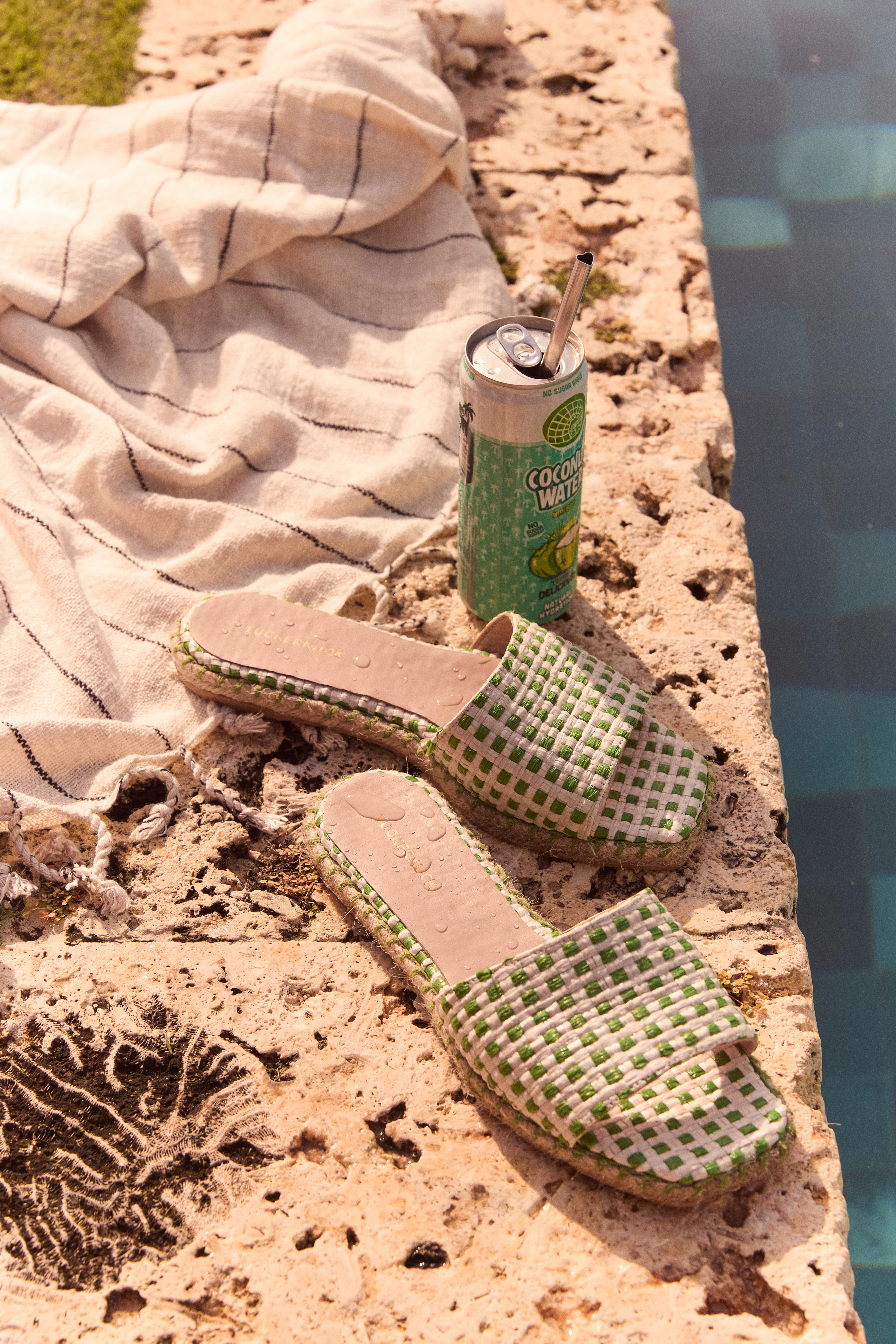 Green Gingham Veronica Slide Sandals - Image 4