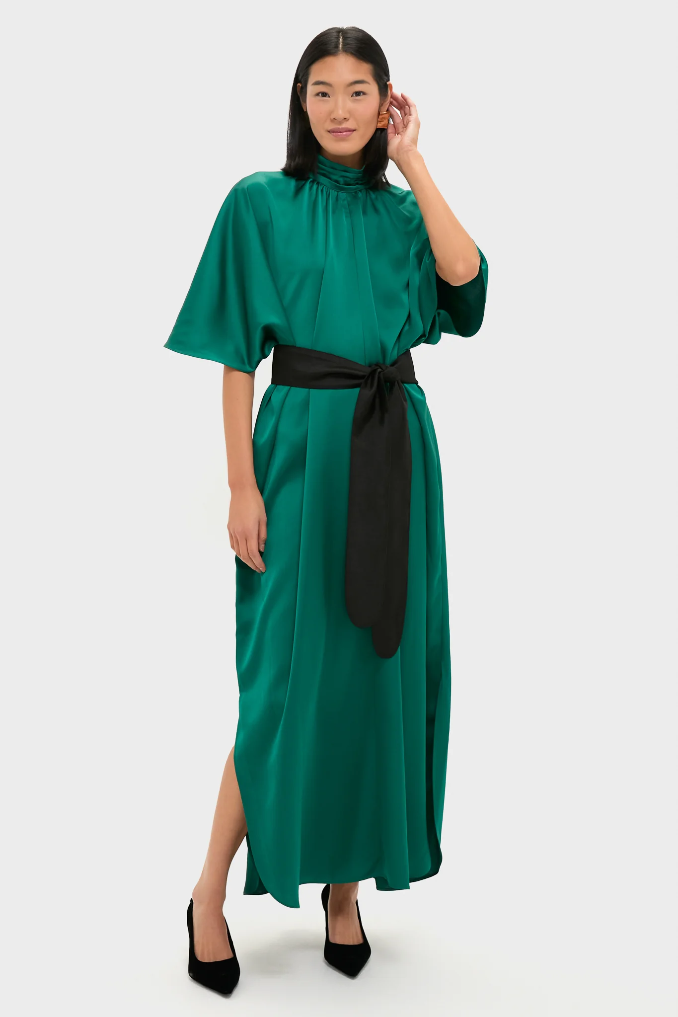 Green Satin Patricia Maxi Dress