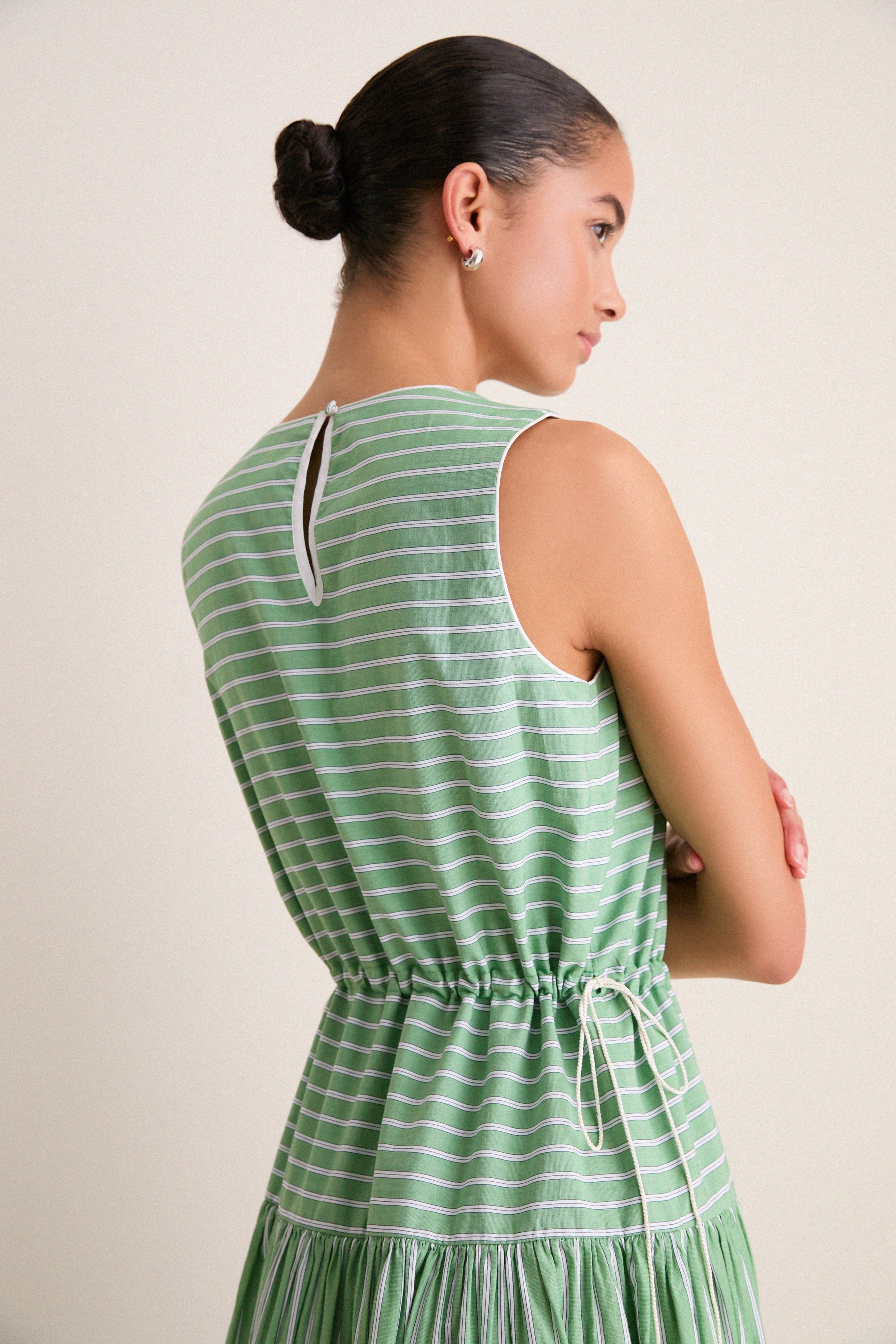 Green Stripe Charlotte Dress - Image 5