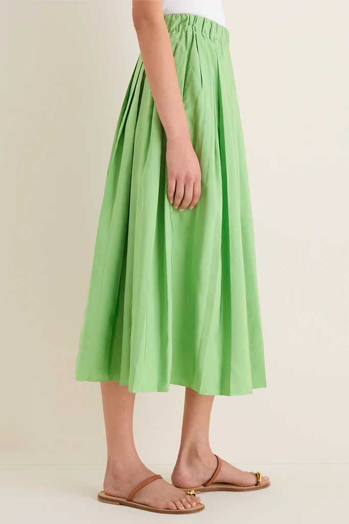 Pistachio Pleated Dixon Midi Skirt - Image 4