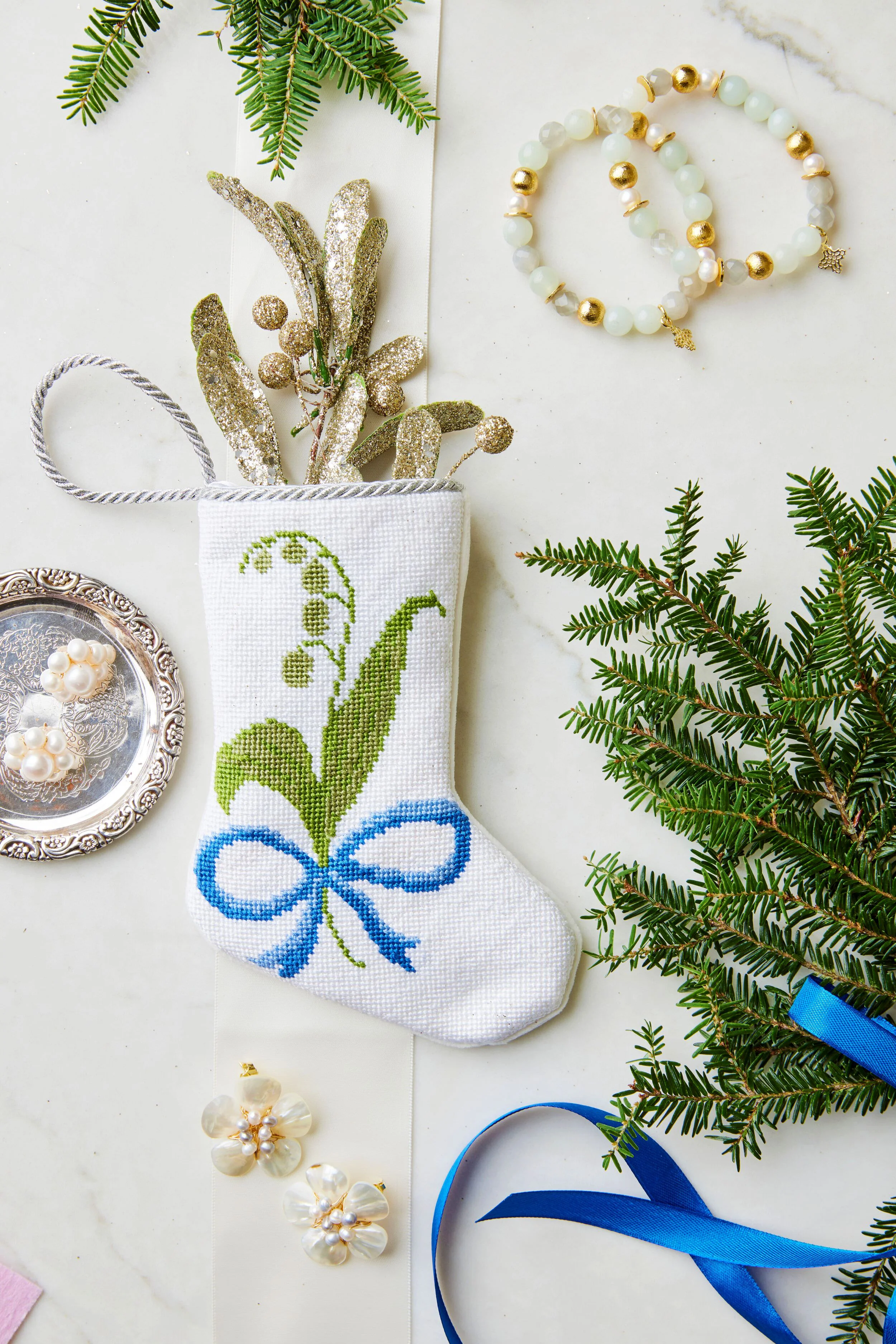 Lily of the Valley Christmas Mini Stocking - Image 2