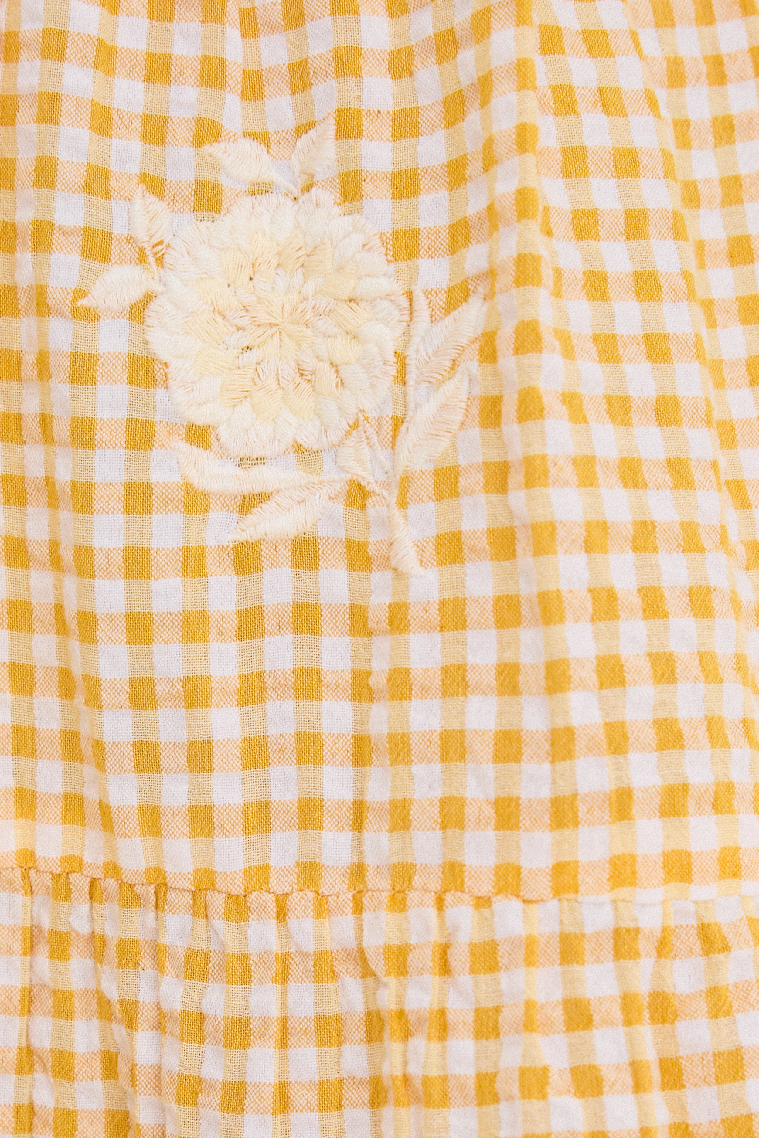 Honey Gingham Embroidered Long Sleeve Salty Paloma Caftan - Image 4