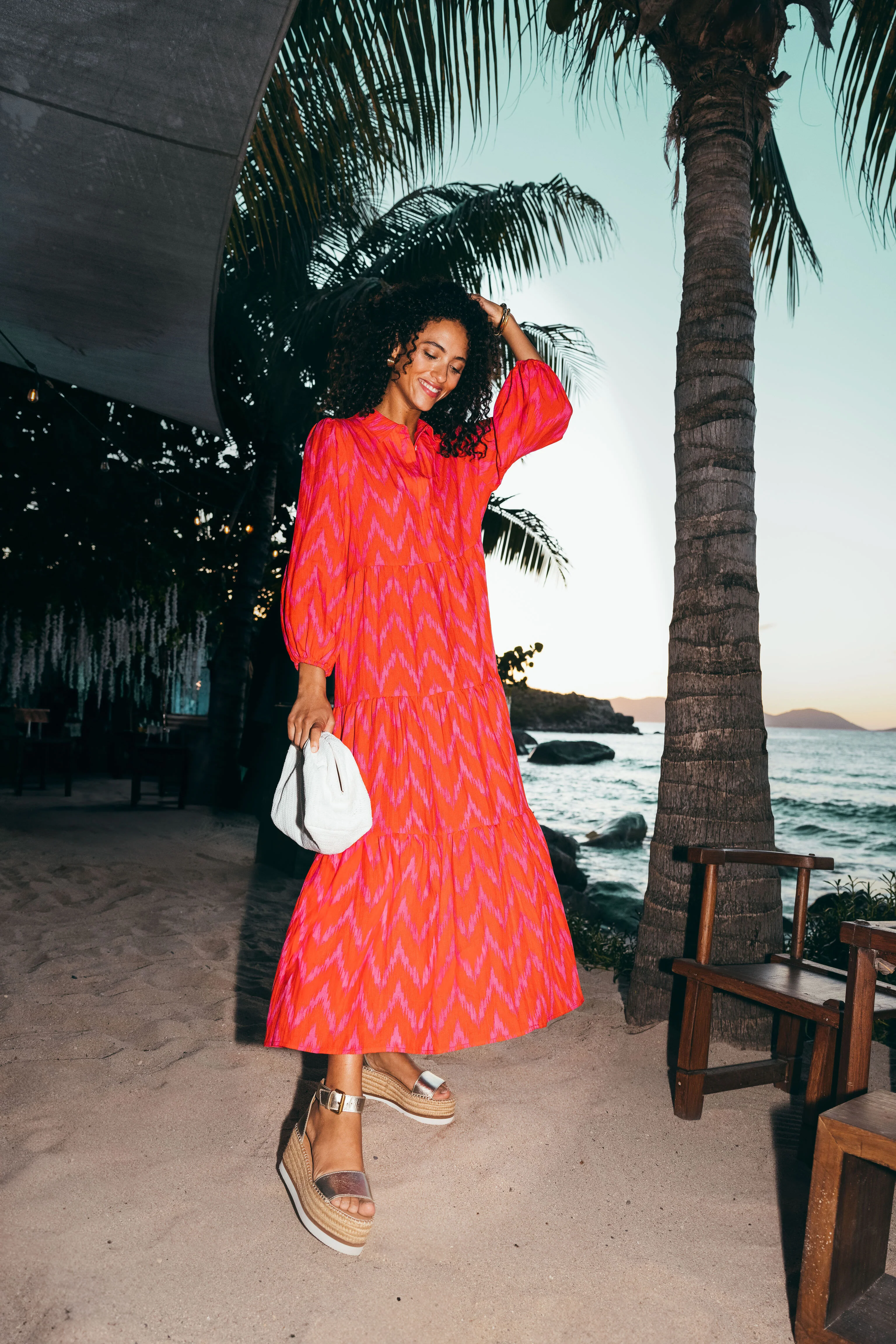 Hot Pink Ikat Mabel Maxi Dress - Image 2