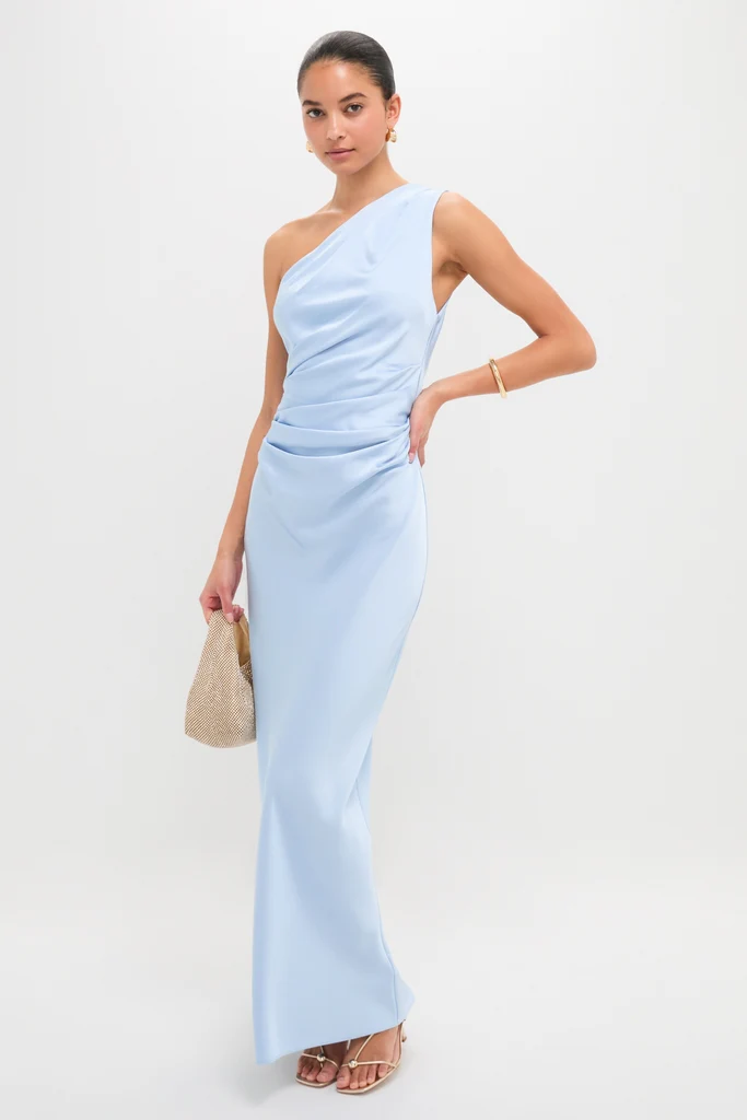 Ice Blue Angela One Shoulder Maxi Dress - Image 2