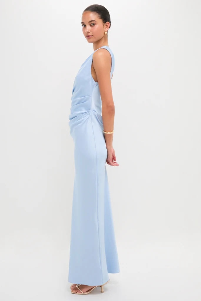 Ice Blue Angela One Shoulder Maxi Dress - Image 3