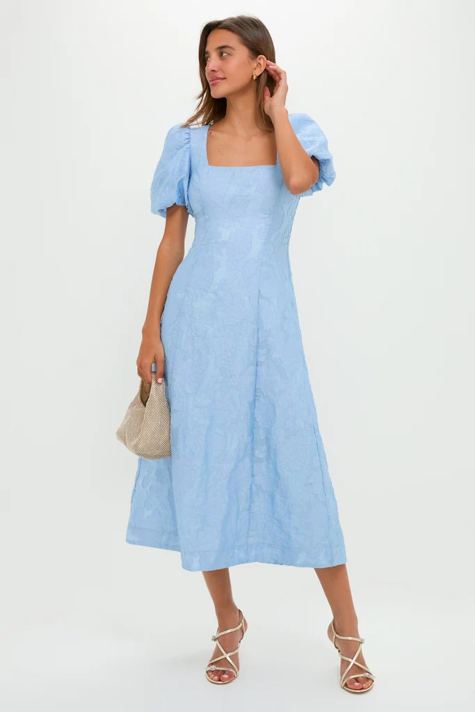 Ice Blue Jacquard Inez Maxi Dress - Image 3