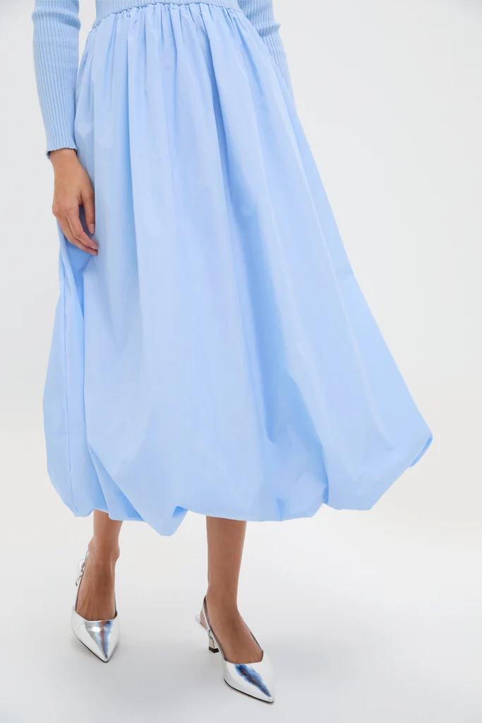 Ice Blue Mixed-Media Michaela Midi Dress - Image 6