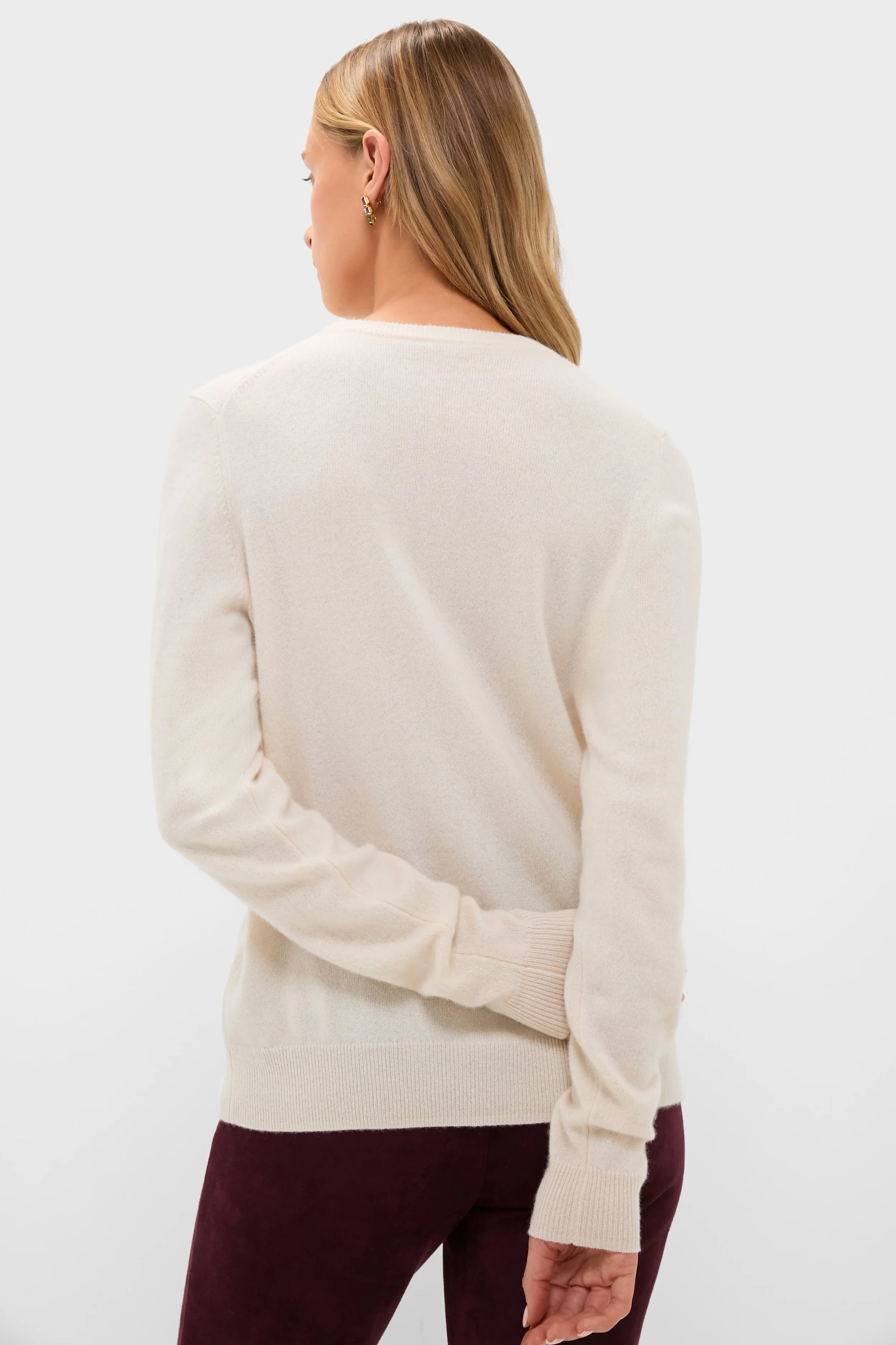 Ivory Cashmere Crewneck Sweater - Image 4