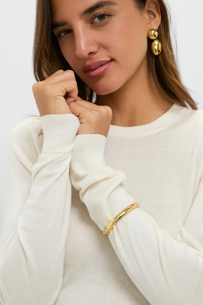 Ivory Cashmere Silk Long Sleeve Katie Tee - Image 4
