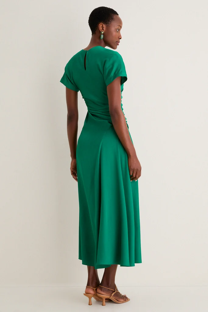 Kelly Green Marabella Draped Midi Dress - Image 4