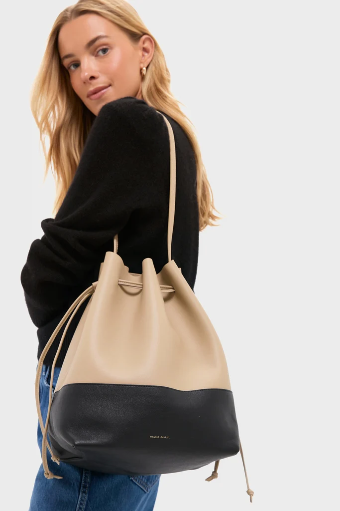 Khaki and Black Cabas Bucket - Image 2