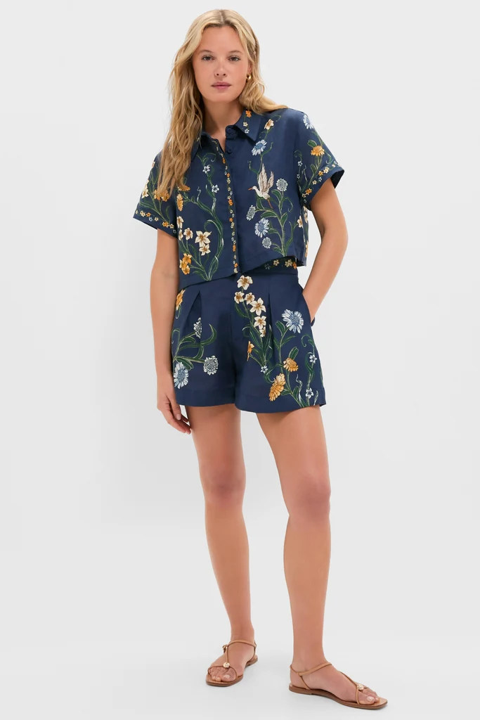 Hand Embroidered Laguna Maratea Linen Shorts - Image 6