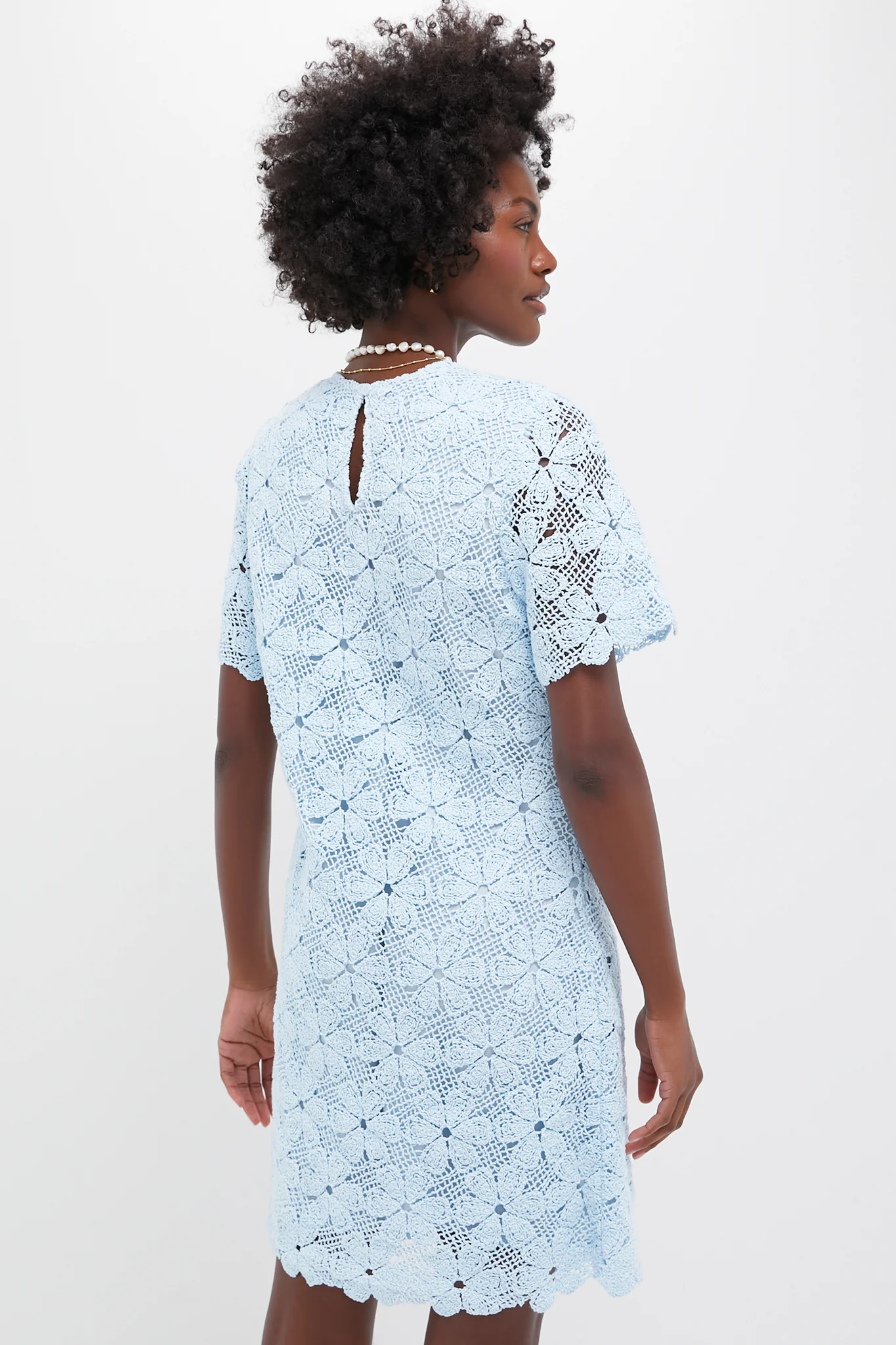 Light Blue Crochet Belclaire Dress - Image 4